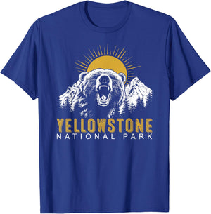 Yellowstone National Park Vintage Wild Bear Sunset T-Shirt - T-Shirt | Royal
