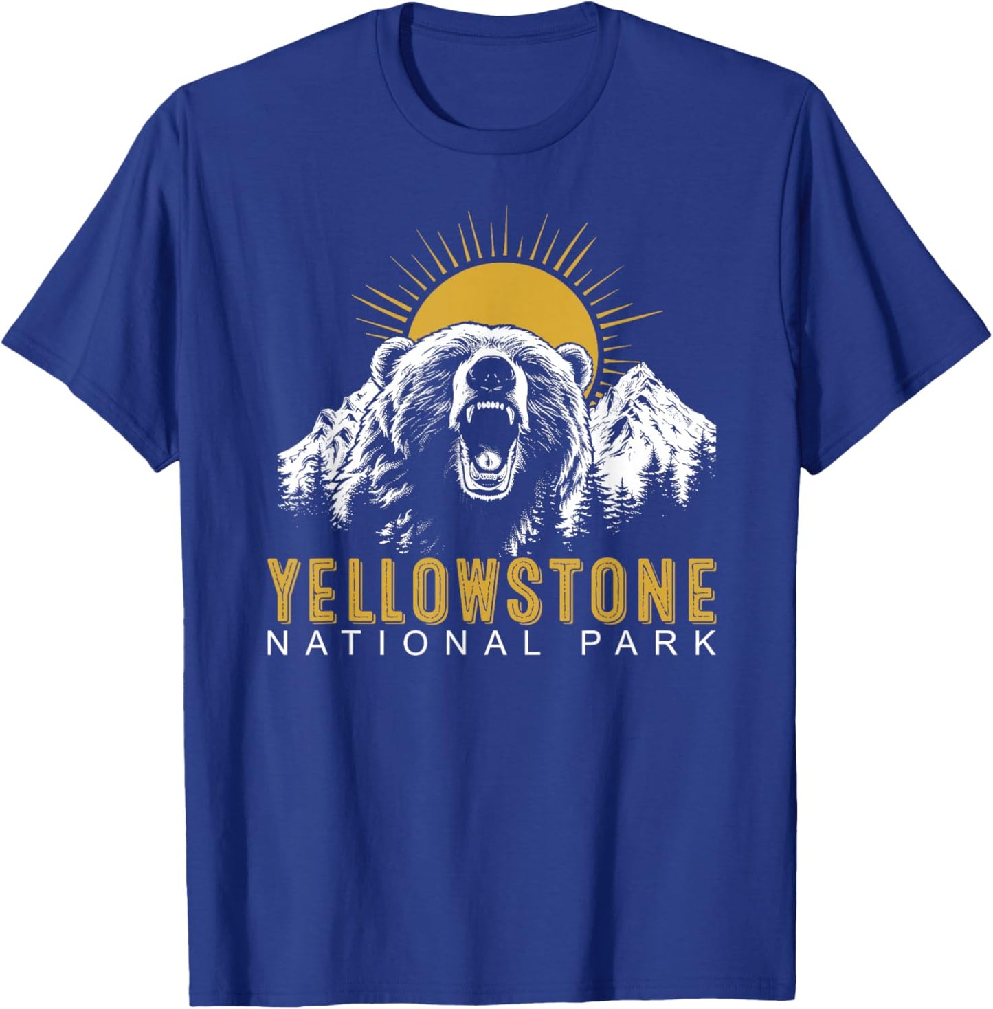 Yellowstone National Park Vintage Wild Bear Sunset T-Shirt - T-Shirt | Royal