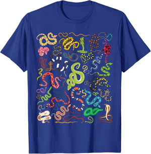 Types Of Snakes Educational Herpetologist Kids Boys Girls T-Shirt - T-Shirt | Royal
