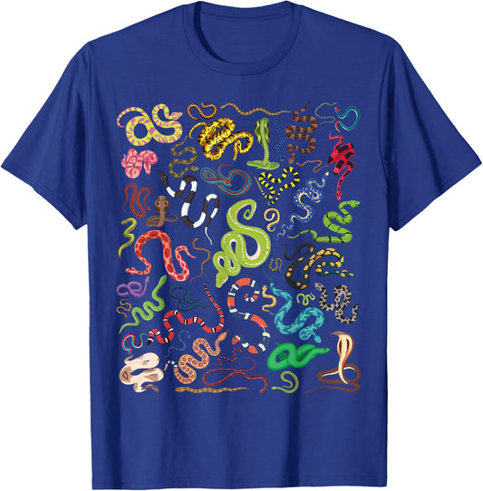 Types Of Snakes Educational Herpetologist Kids Boys Girls T-Shirt - T-Shirt | Royal
