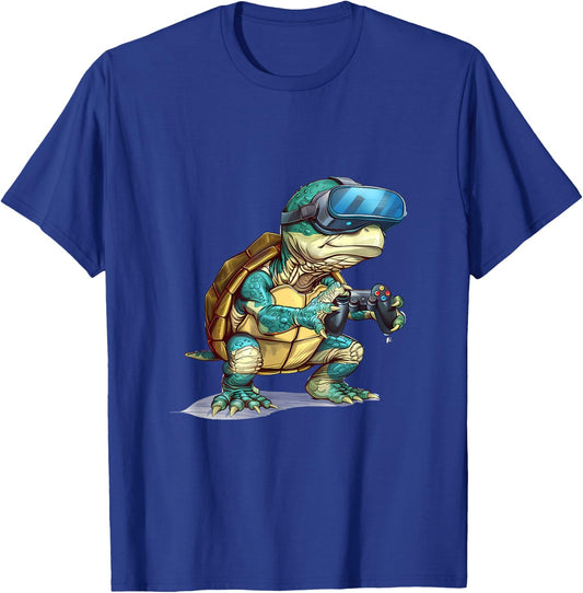 Gaming Animals- Turtle Playing Console Video Games T-Shirt - T-Shirt | Royal
