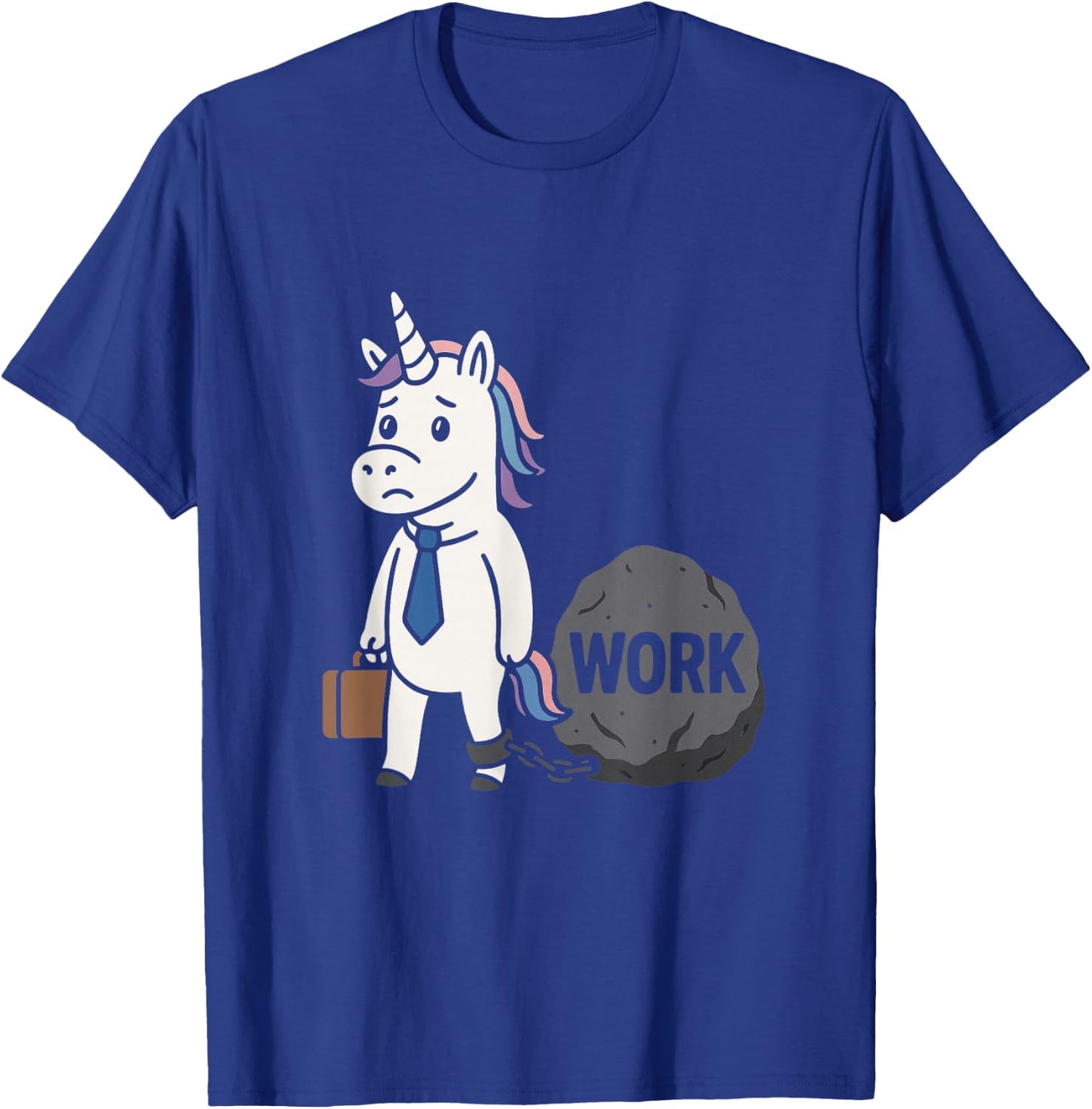 Funny Work Unicorn Chained to Rock Office Humor Burnout T-Shirt - T-Shirt | Royal
