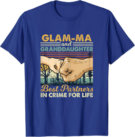Glam ma and Granddaughter Partner In Crime Fist Bump T-Shirt - T-Shirt | Royal