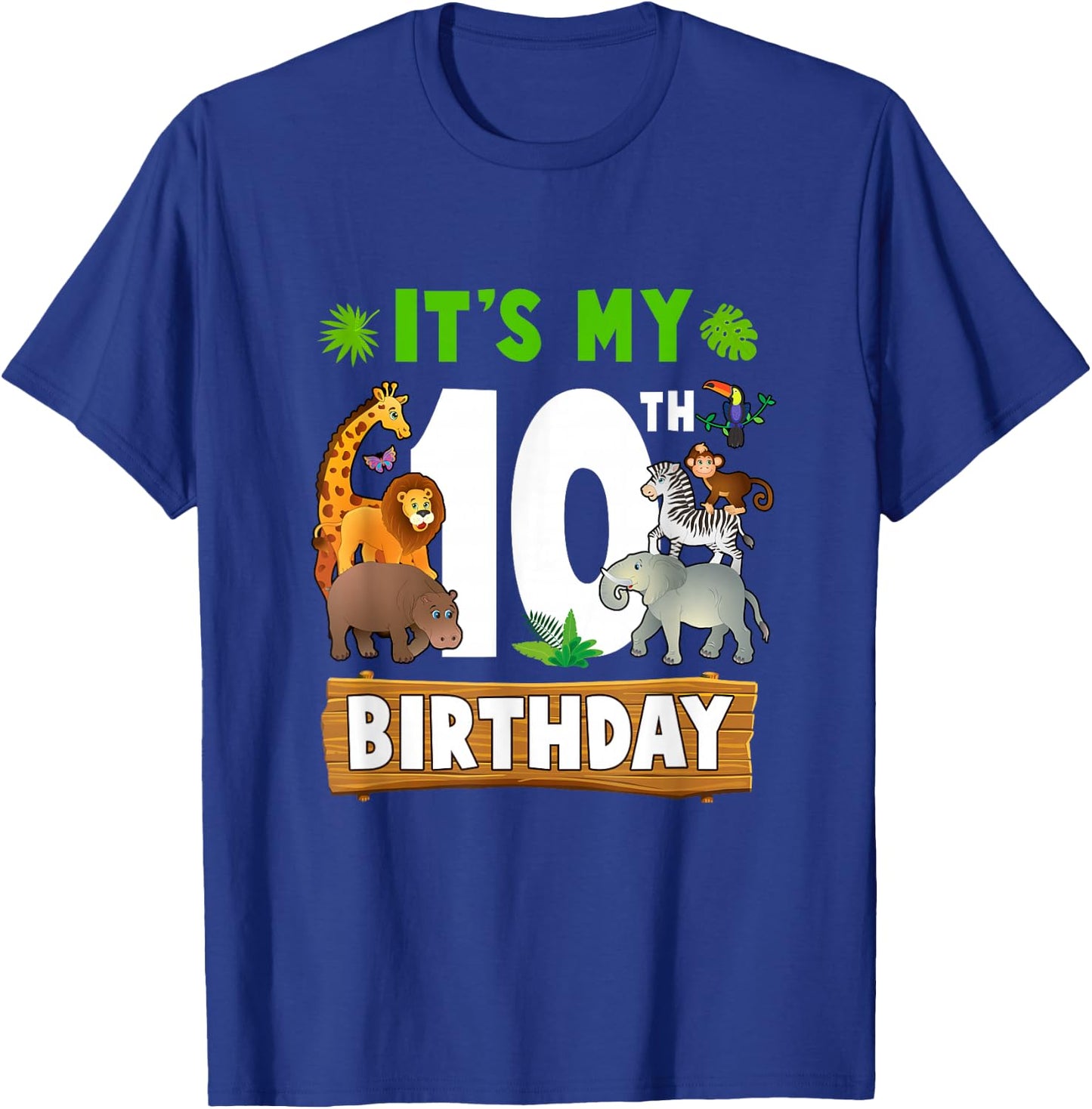 It's My 10Th Birthday Zoo Jungle Safari 10 Years Old T-Shirt - T-Shirt | Royal