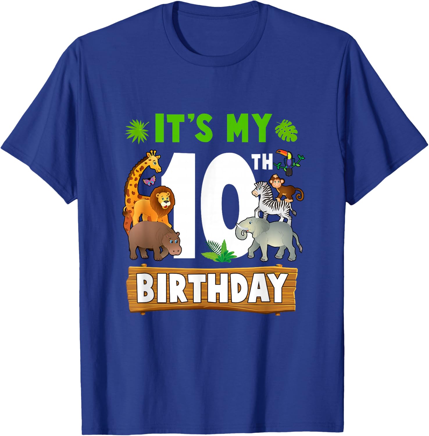 It's My 10Th Birthday Zoo Jungle Safari 10 Years Old T-Shirt - T-Shirt | Royal