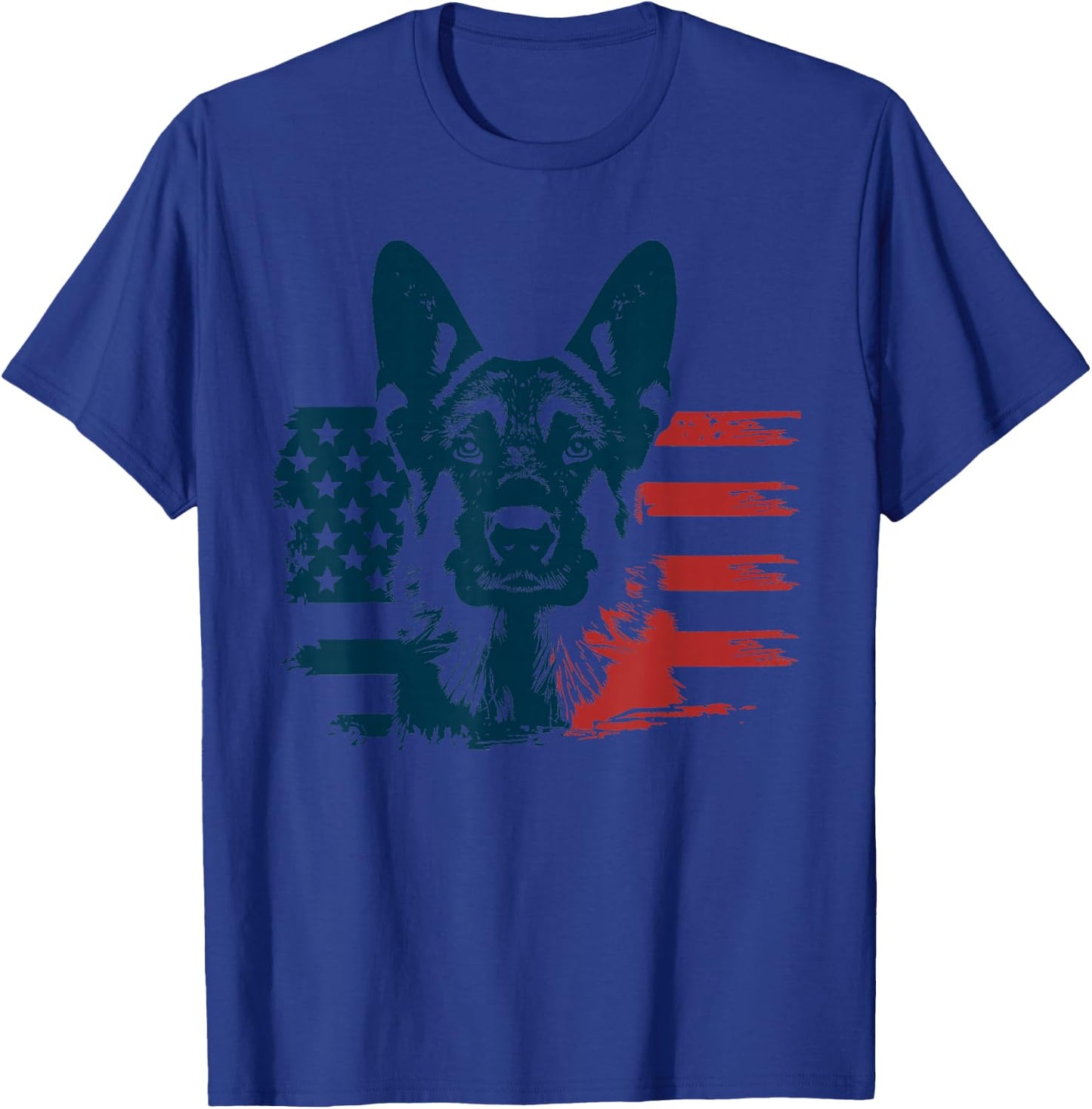 Patriotic German Shepherd American Flag 4th of July Shepherd T-Shirt - T-Shirt | Royal