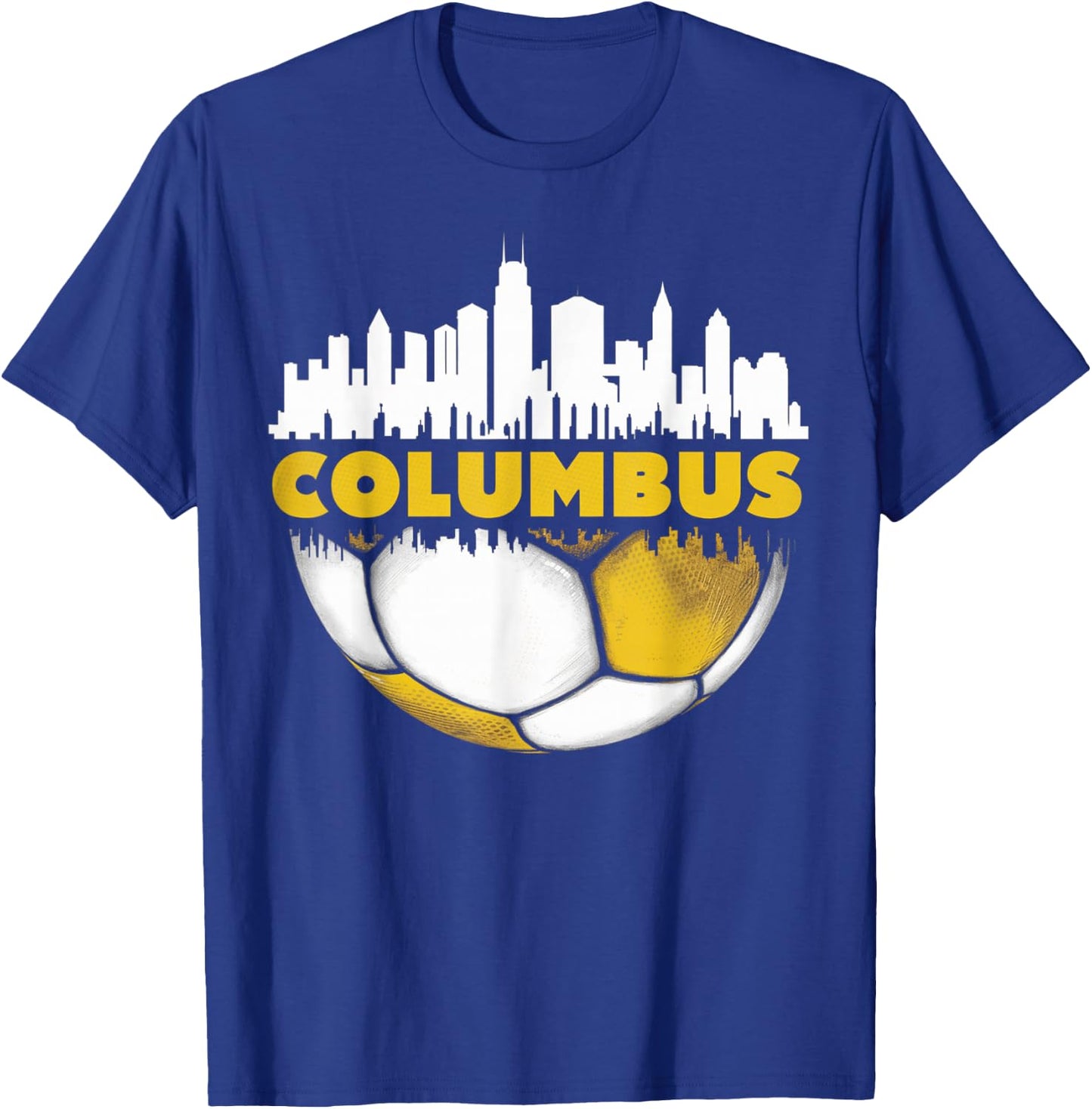 Columbus Soccer City Skyline - Gifts for Soccer Lover & Fan T-Shirt - T-Shirt | Royal