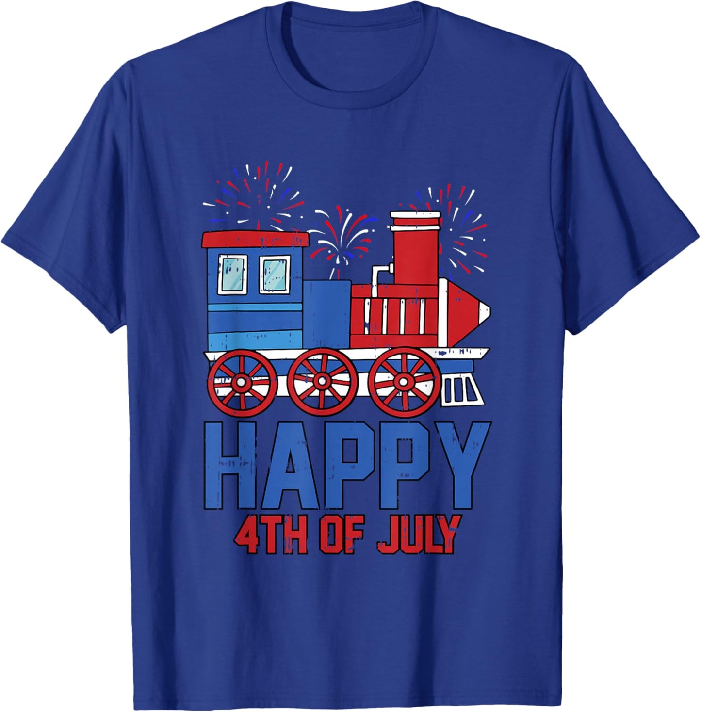 Happy 4th Of July Vintage Caboose Toddler Boys Train Lover T-Shirt - T-Shirt | Royal
