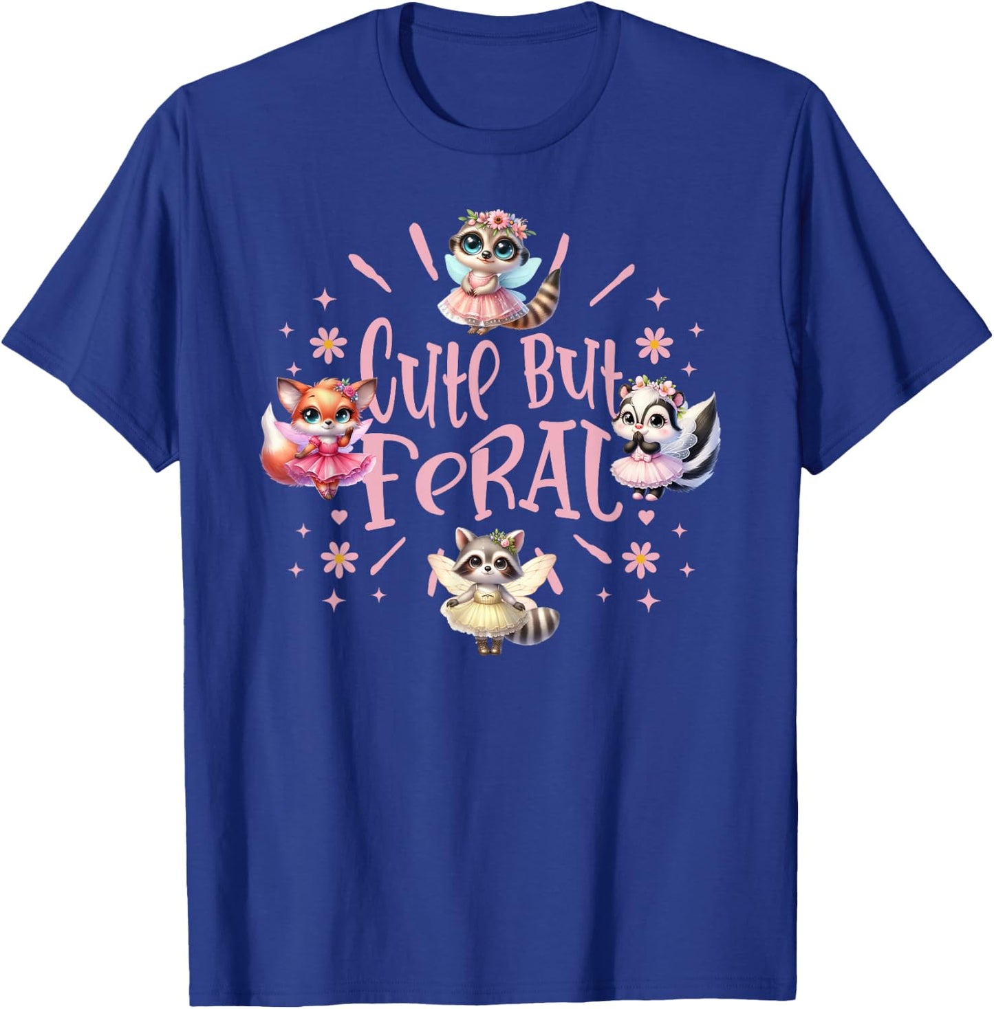 Girly Wild Fairy Animals Cute but Feral Toddler Girl Summer T-Shirt - T-Shirt | Royal