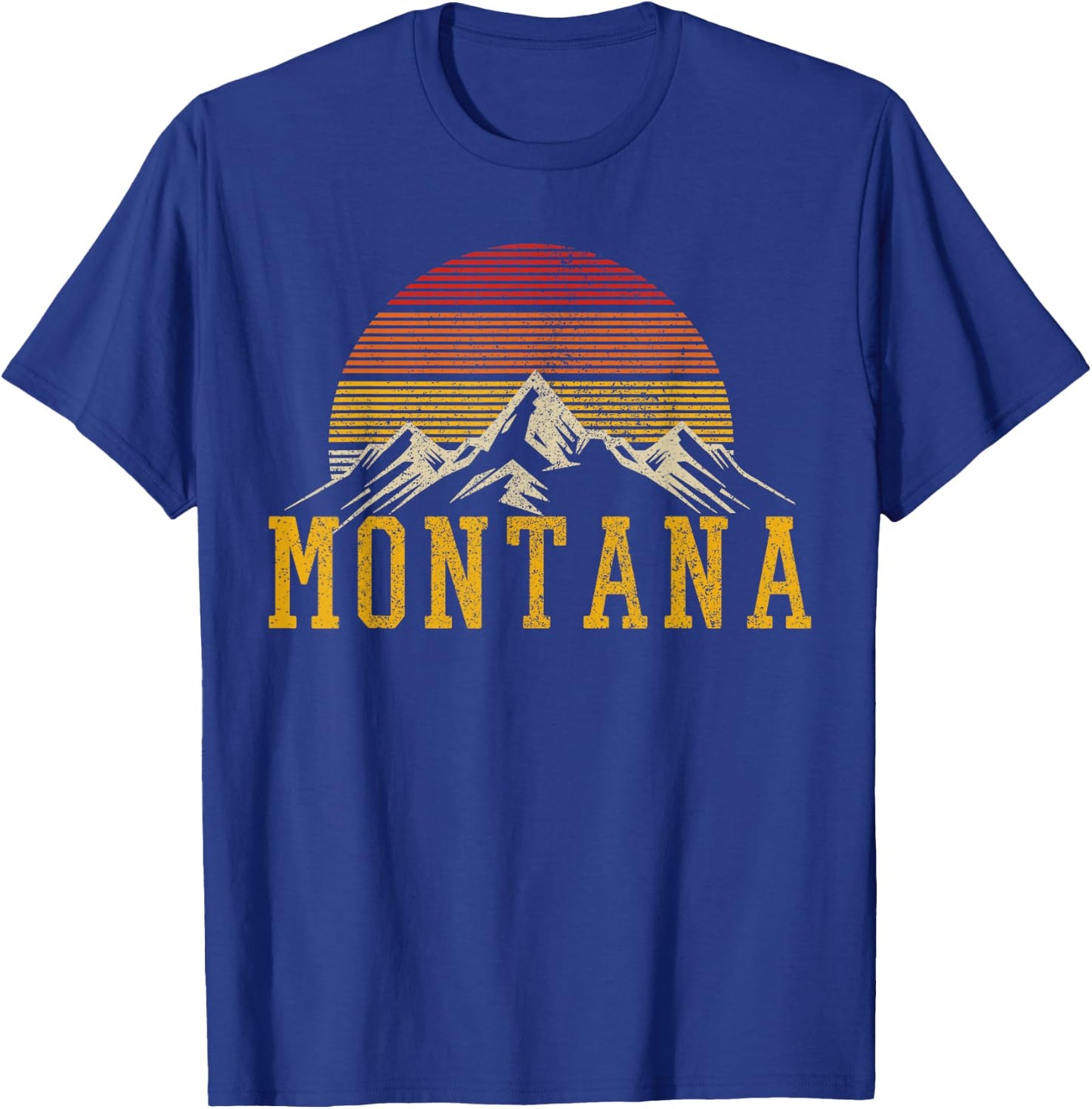 Montana Vintage Mountains Nature Hiking Outdoor Gift T-Shirt - T-Shirt | Royal