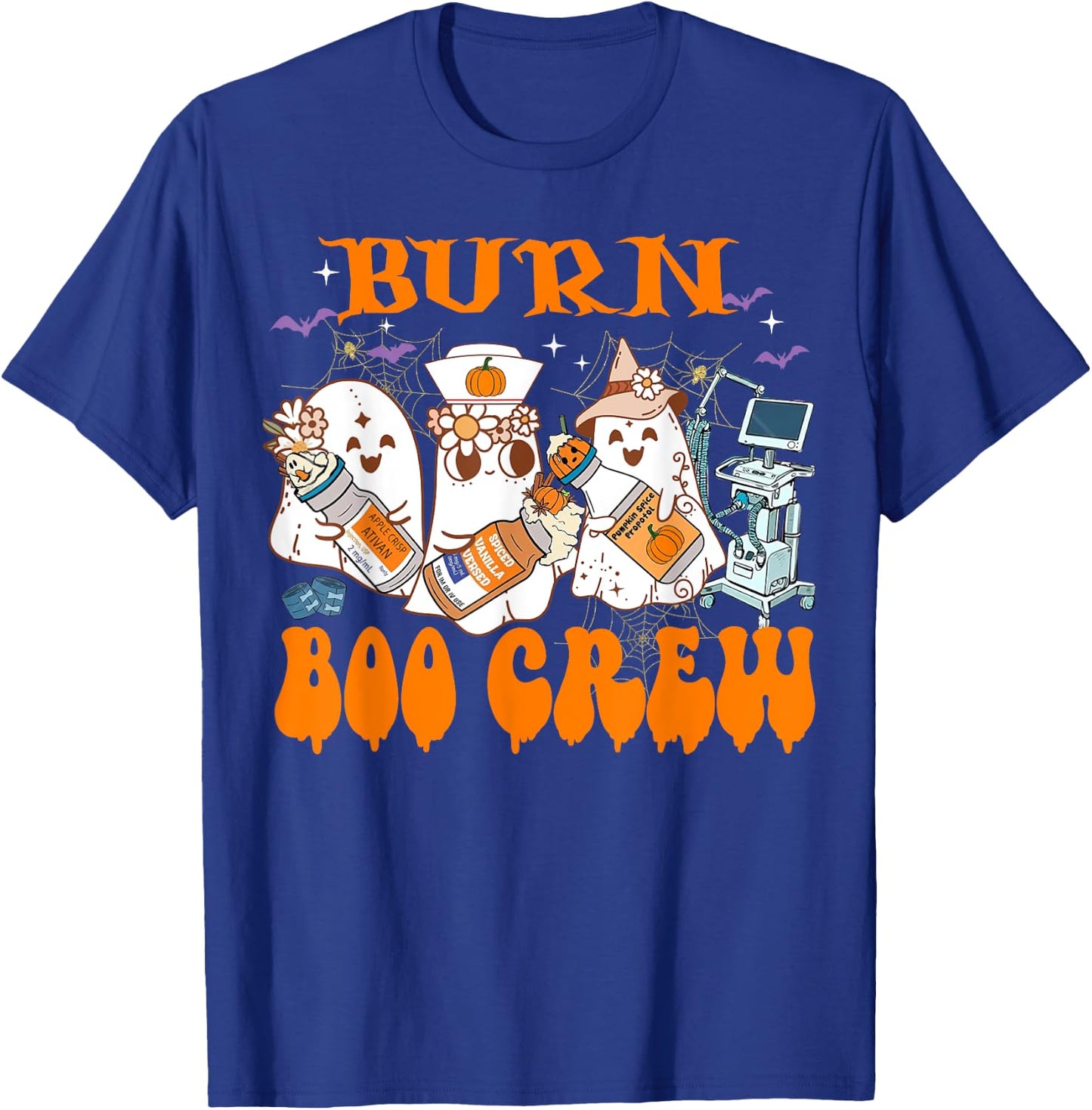 Burn Nurse Halloween Anesthetist Boo Crew Squad T-Shirt - T-Shirt | Royal