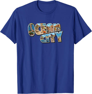 Ocean City NJ Shirt Ocean City T Shirt Men & Women Retro T-Shirt - T-Shirt | Royal