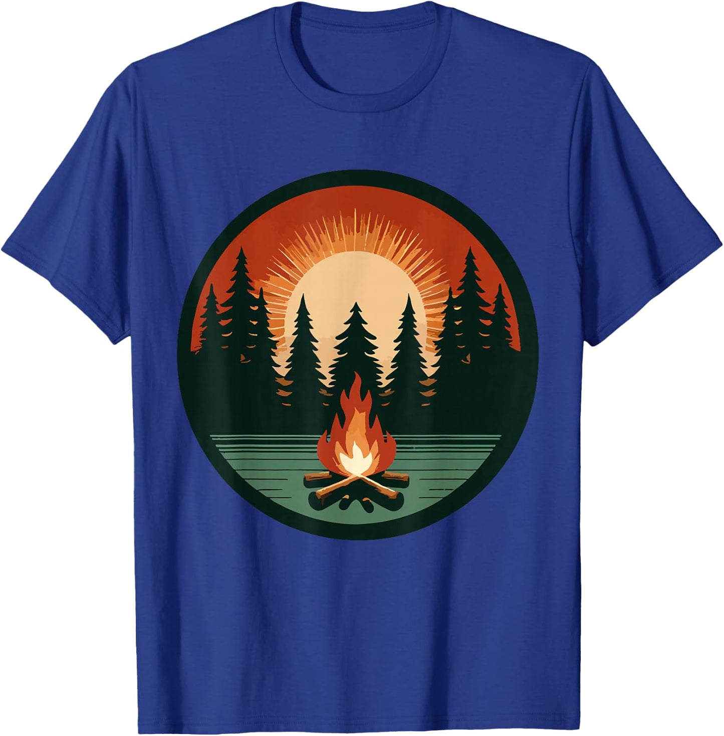 Retro Vintage Campfire Camping Camper Outdoor Camp Men Women T-Shirt - T-Shirt | Royal