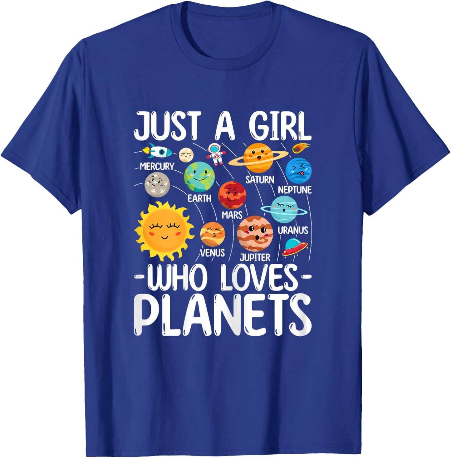 Just A Girl Who Loves Planet Solar Star System Science Space T-Shirt - T-Shirt | Royal