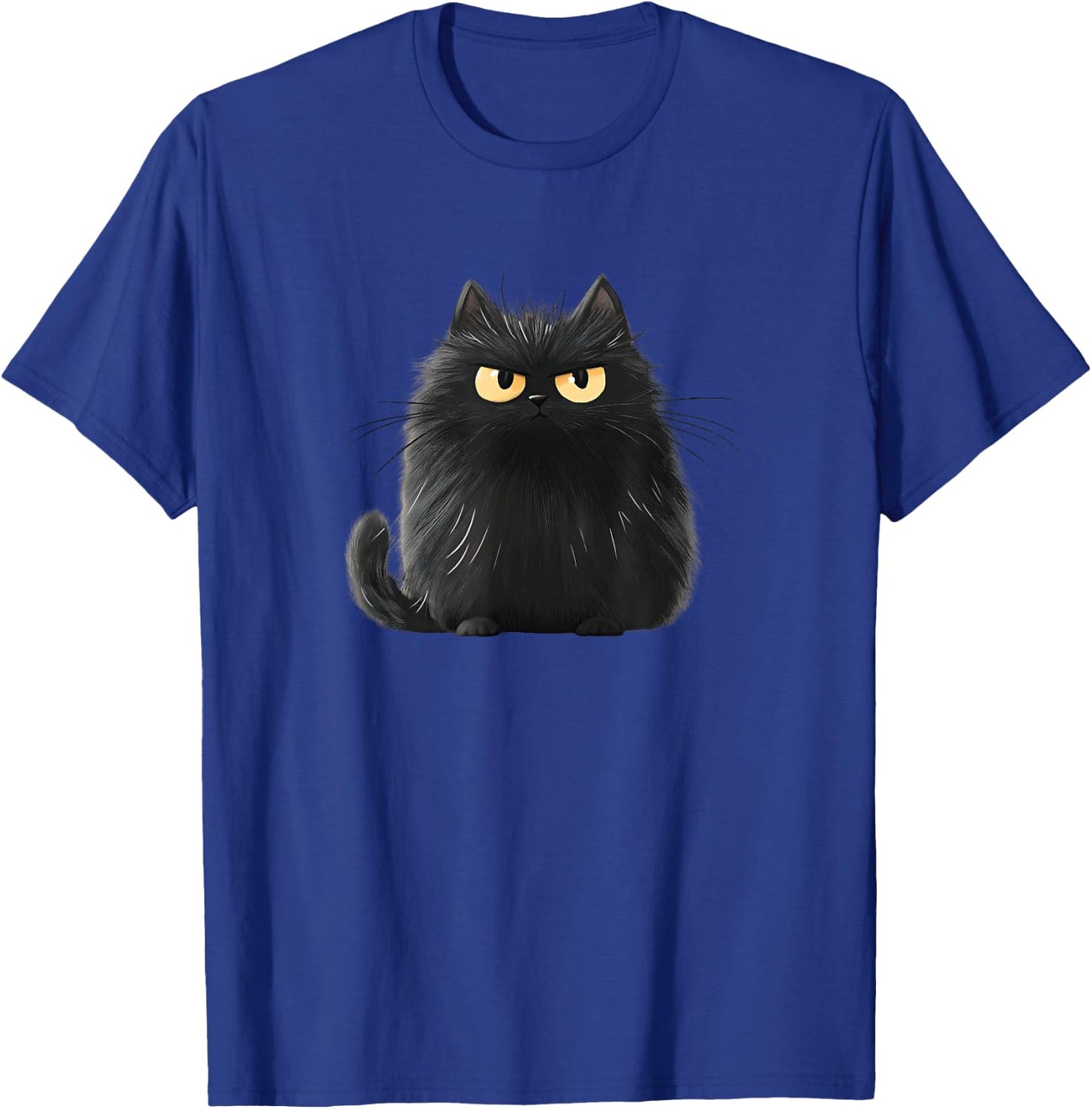 Cute, Fat, Black Cat T-Shirt - T-Shirt | Royal