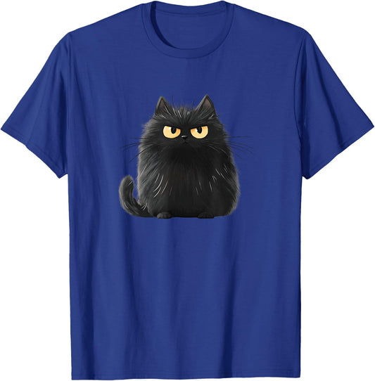 Cute, Fat, Black Cat T-Shirt - T-Shirt | Royal