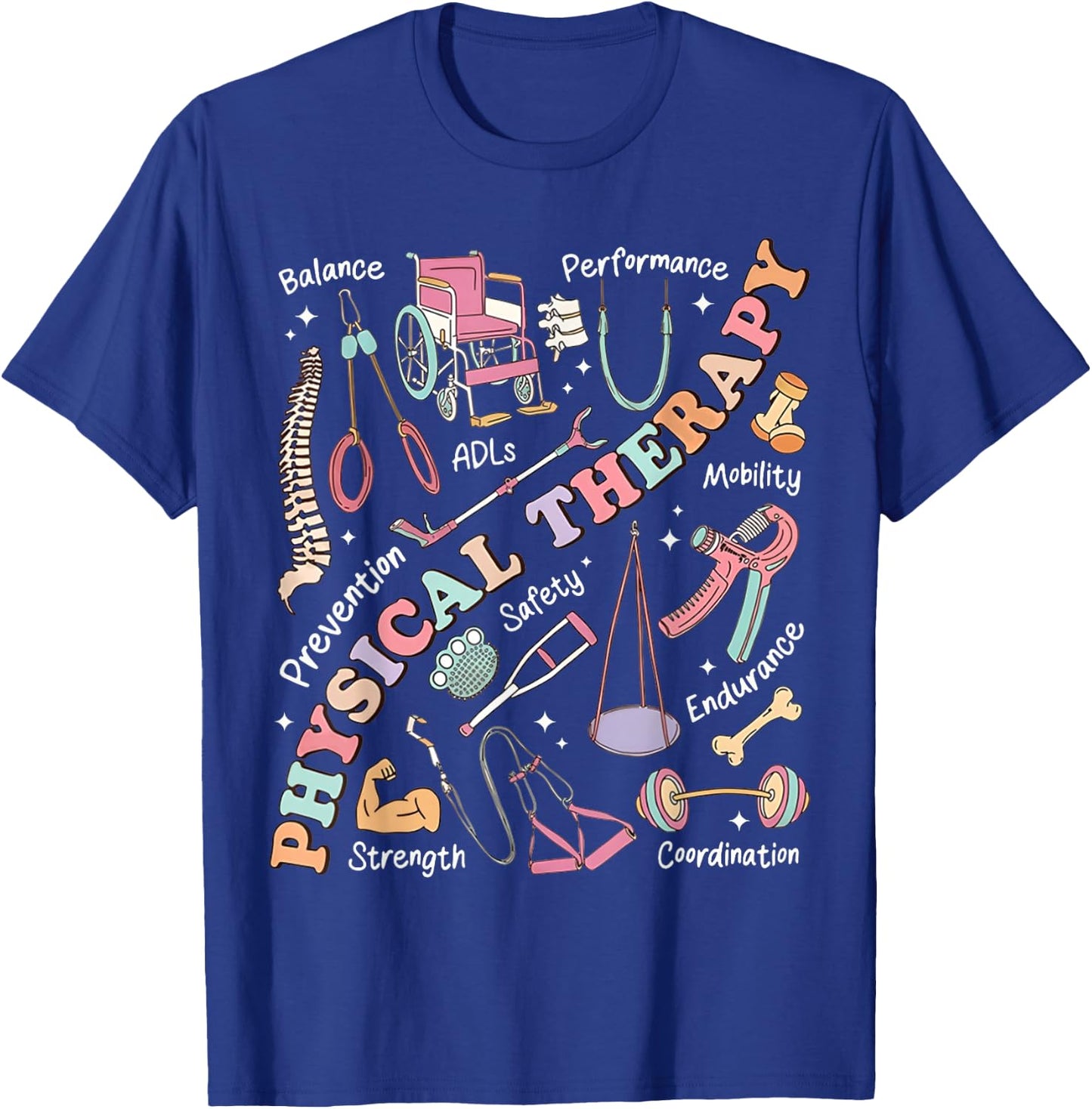 Retro Groovy Physical Therapy PT Exercise DPT Therapist PTA T-Shirt - T-Shirt | Royal