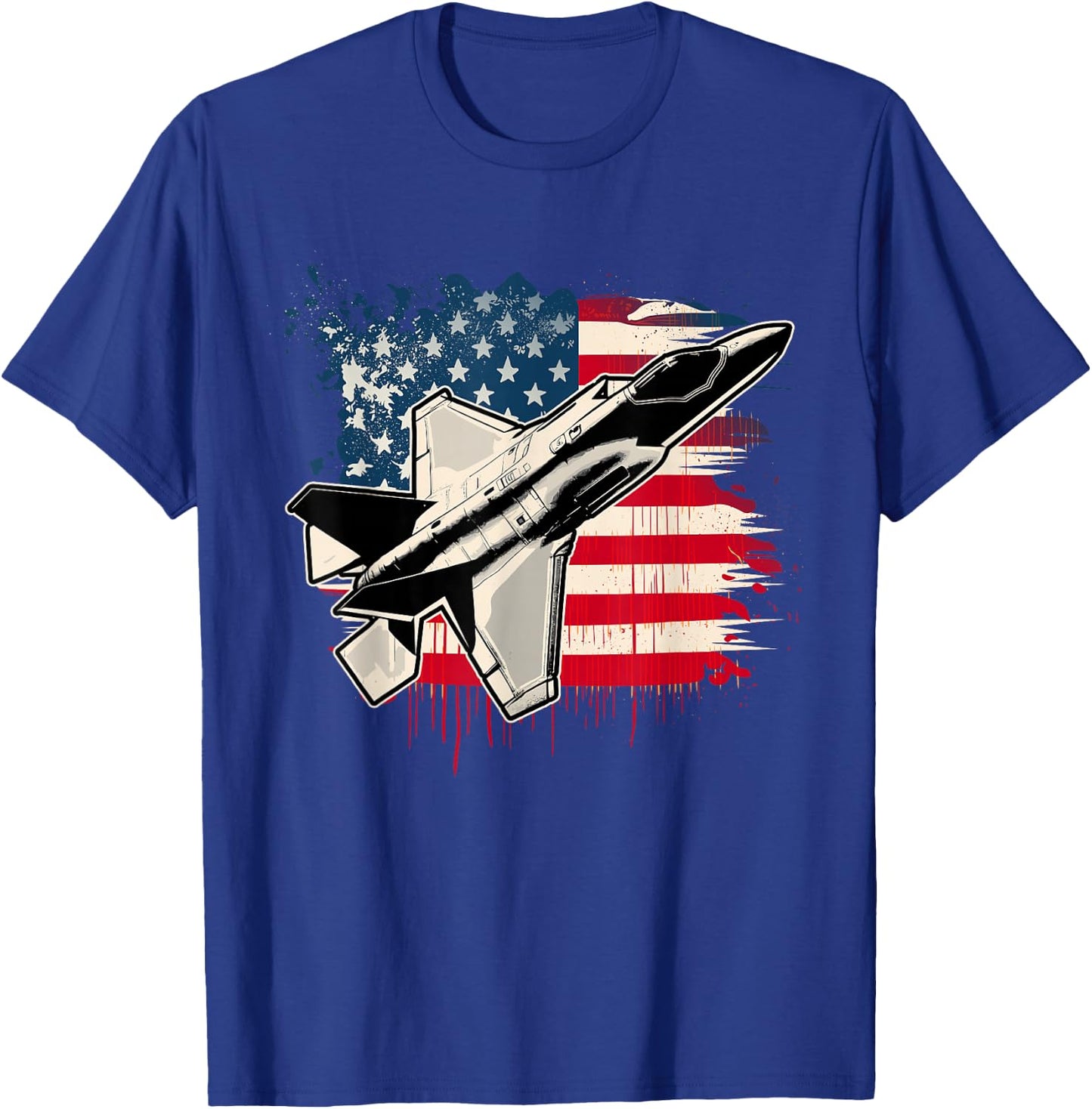 USA Fighter Jet F-35 4th of July Men Women Kids Patriotic T-Shirt - T-Shirt | Royal