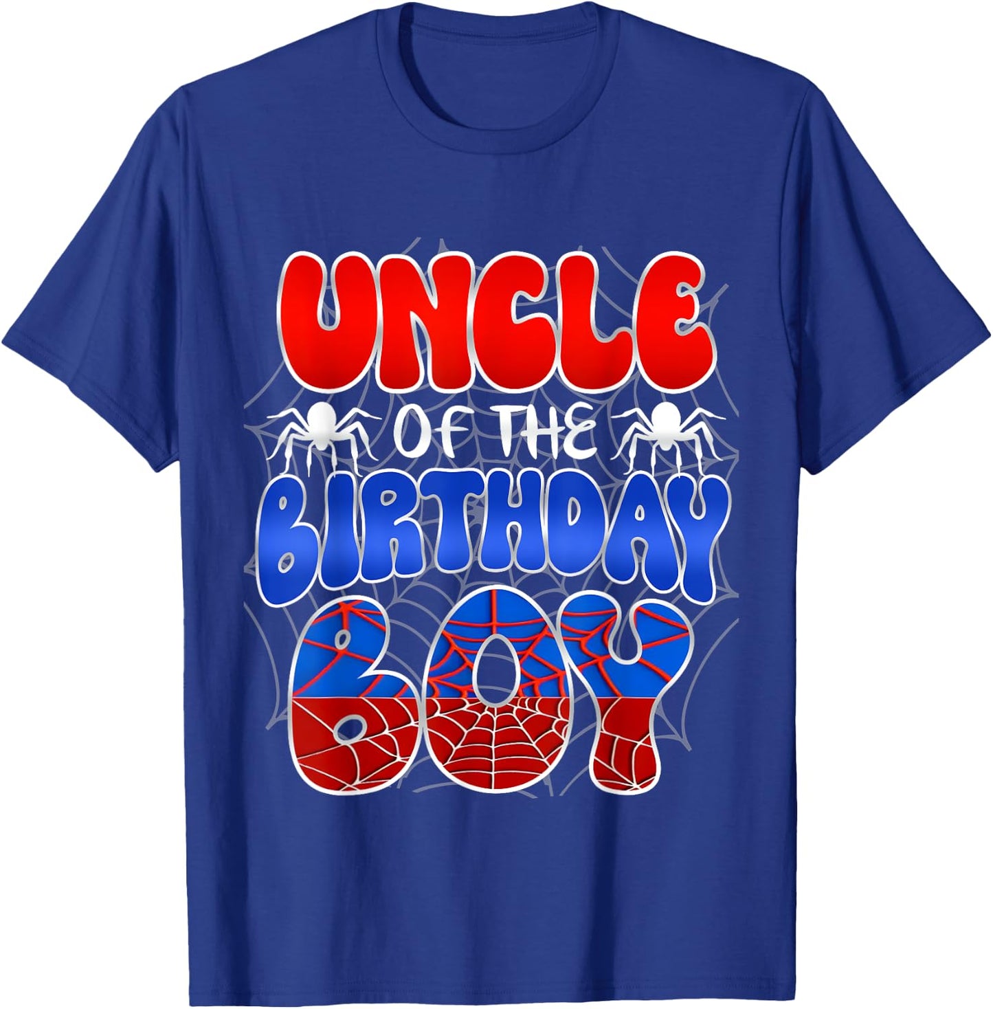 Uncle of the Birthday Boy Costume Spider Web Birthday Party T-Shirt - T-Shirt | Royal
