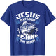Jesus Is My Savior Fishing Is My Therapy Christian Fishermen T-Shirt - T-Shirt | Royal