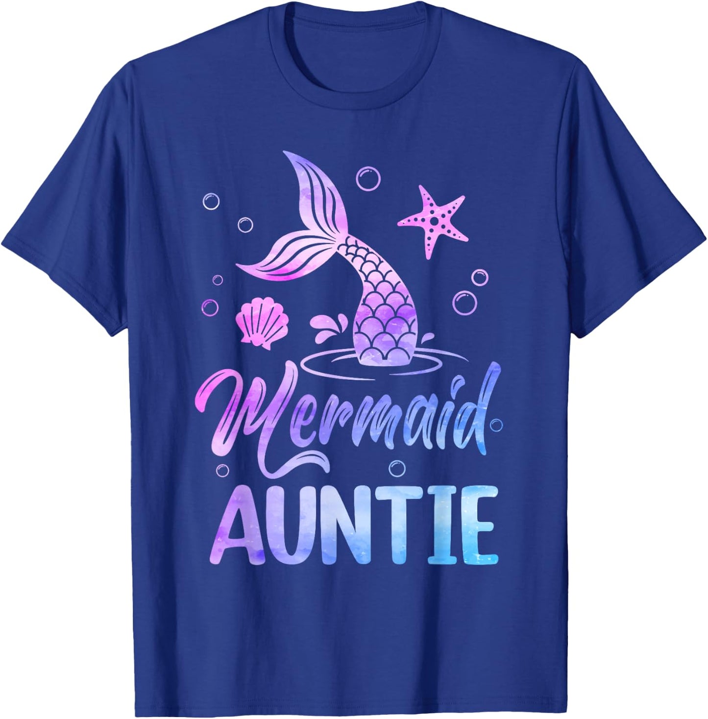Mermaid Auntie Tail Matching Mermaid Squad Birthday Party T-Shirt - T-Shirt | Royal