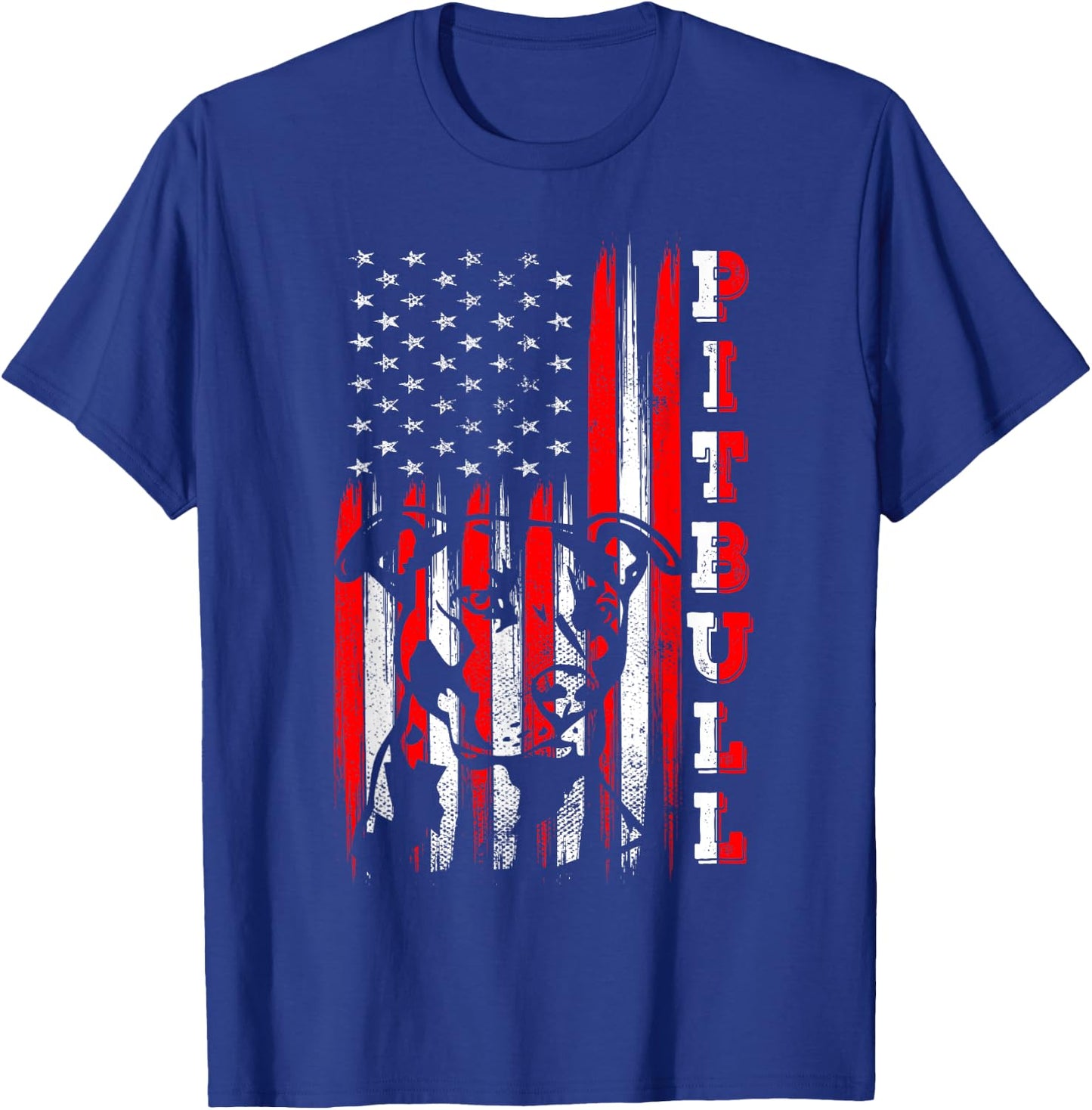 Proud American Pitbull Terrier Flag Funny Dog Dad Mom Gifts Men Women T-Shirt - T-Shirt | Royal