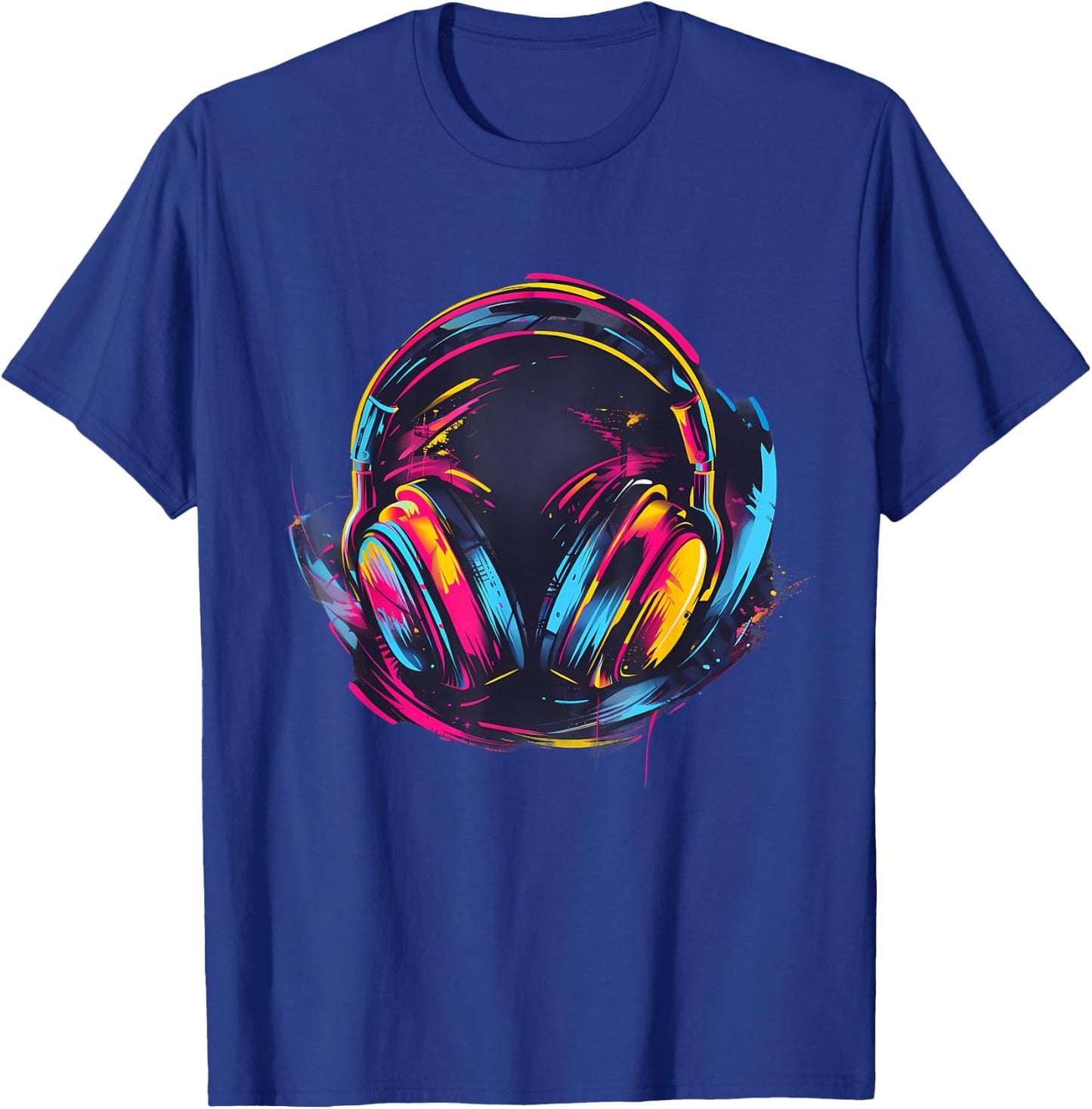 Headphones Music DJ Colourful Music Lover Music Headphones T-Shirt - T-Shirt | Royal