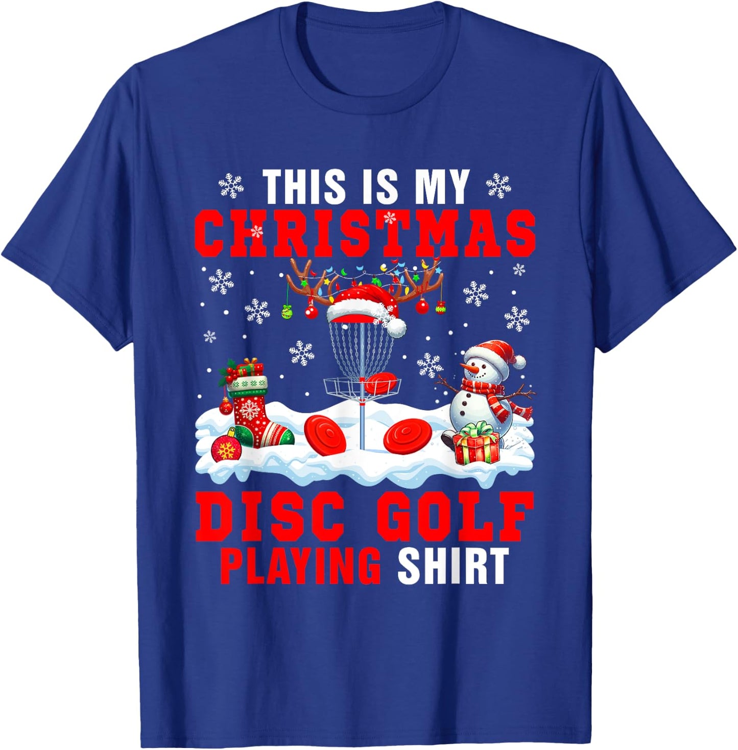 My Christmas Disc Golf Playing Shirt Santa Equipment Player T-Shirt - T-Shirt | Royal
