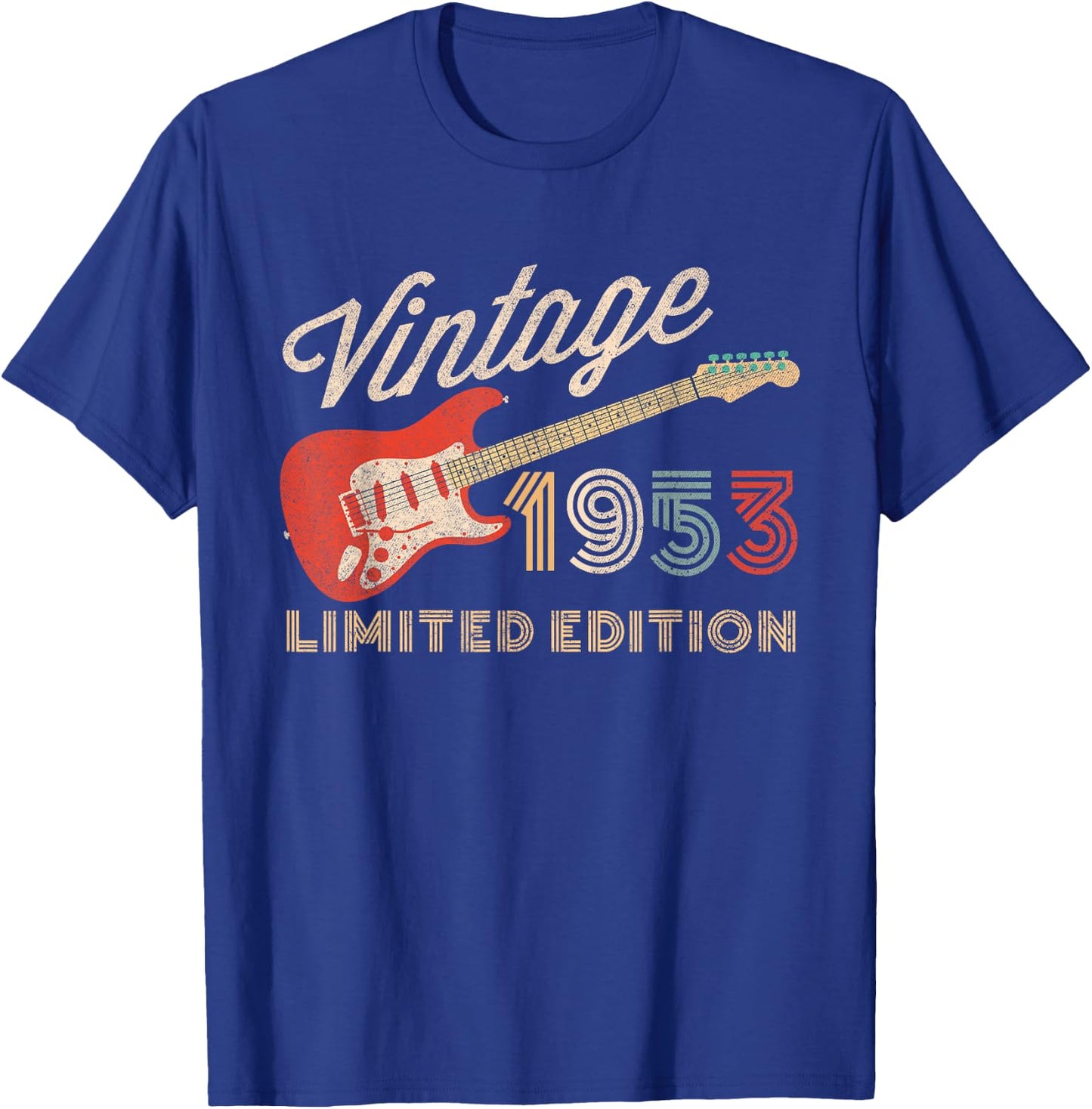 Vintage 1953 Limited Edition Guitar Year Of Birth Birthday T-Shirt - T-Shirt | Royal