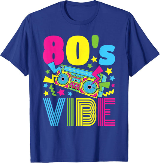 80s Style Clothing Women Boys Girls Kids 80s Vibe 1980s Fashion -Kids Black Short Sleeve Classic Fit Cotton Blend Small T-Shirt - T-Shirt | Royal