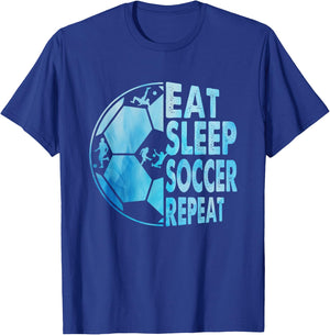 Eat Sleep Soccer Repeat For Youth Girls Kids Boys Purple T-Shirt - T-Shirt | Royal