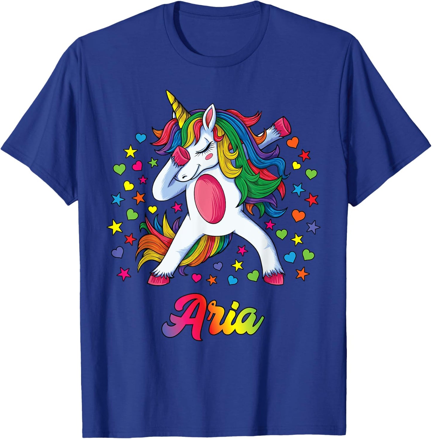 Aria Personalised Name Unicorn Girl Gift T-Shirt - T-Shirt | Royal
