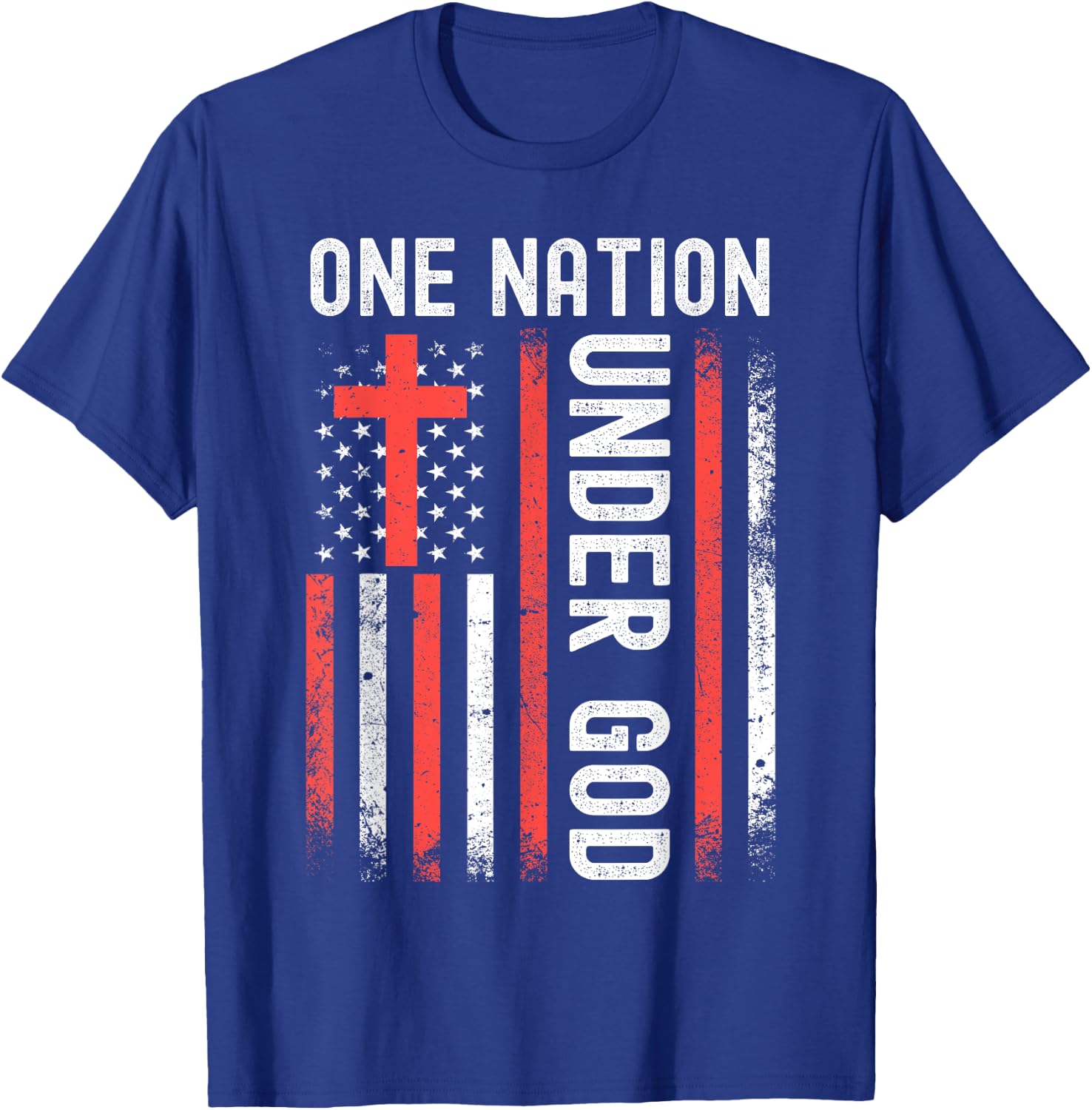 One Nation Under God Flag 4th Of July Patriotic Christian T-Shirt - T-Shirt | Royal