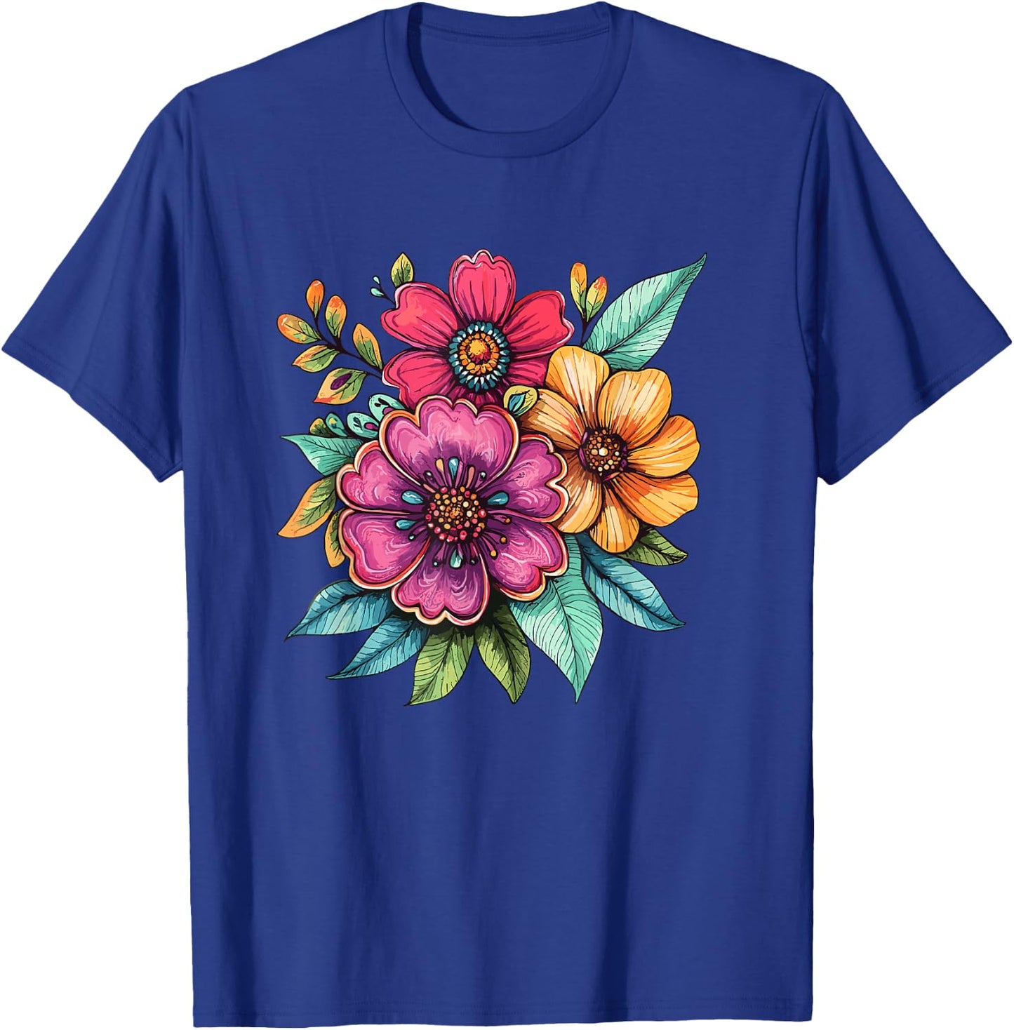 Colorful Wildflower Bouquet Bright Spring Floral T-Shirt - T-Shirt | Royal