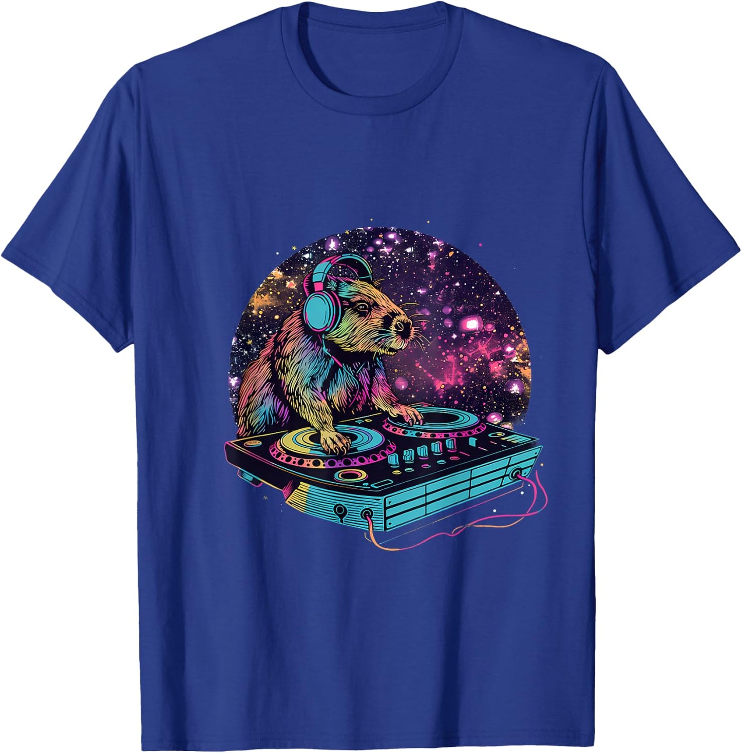 Capybara Music DJ Turntable DJ Capybara Music Producer House T-Shirt - T-Shirt | Royal