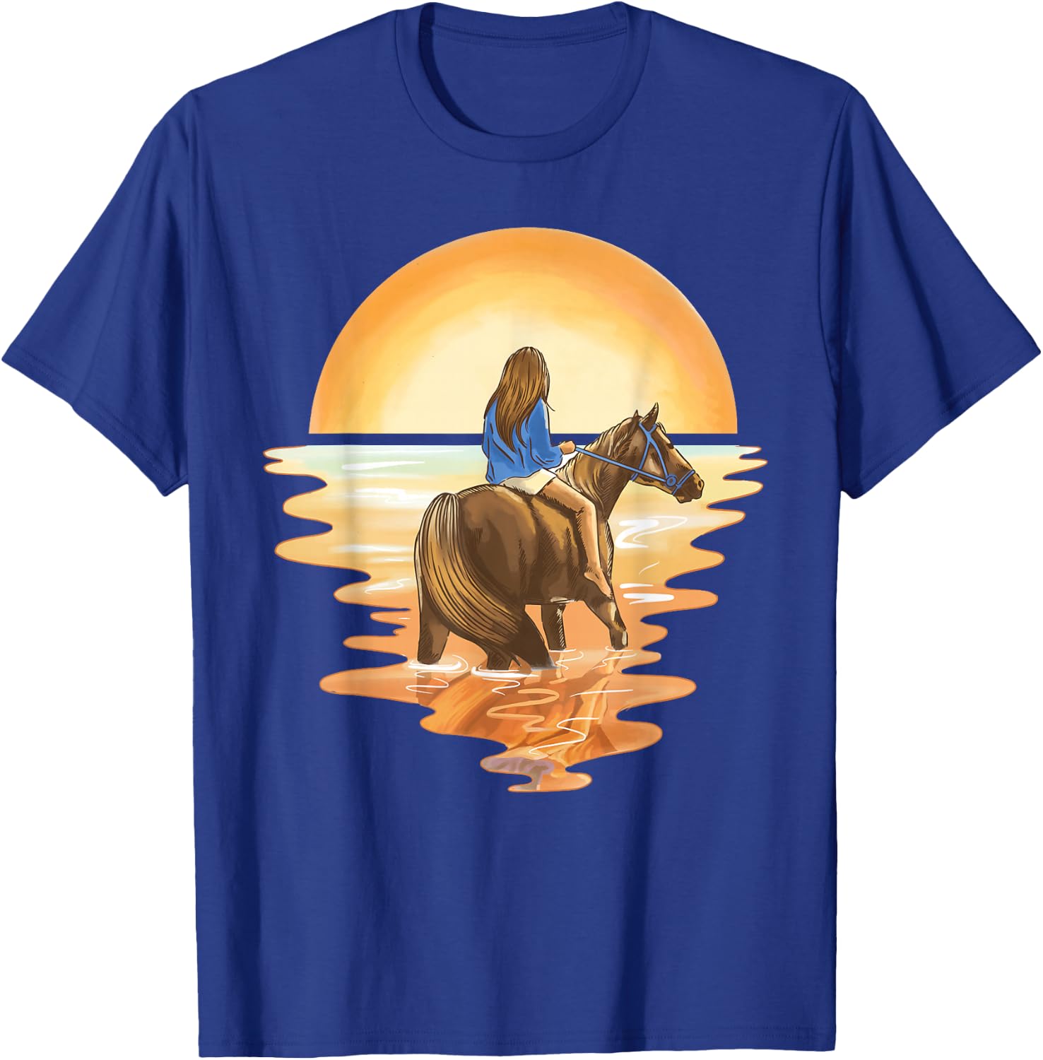 Girl rides in the sunset horse horses T-Shirt - T-Shirt | Royal