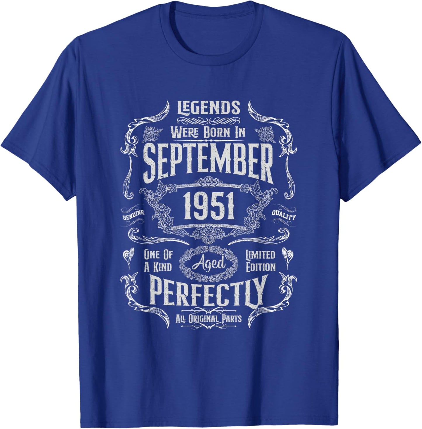 73th Birthday Legends Were Born In September 1951 T-Shirt - T-Shirt | Royal