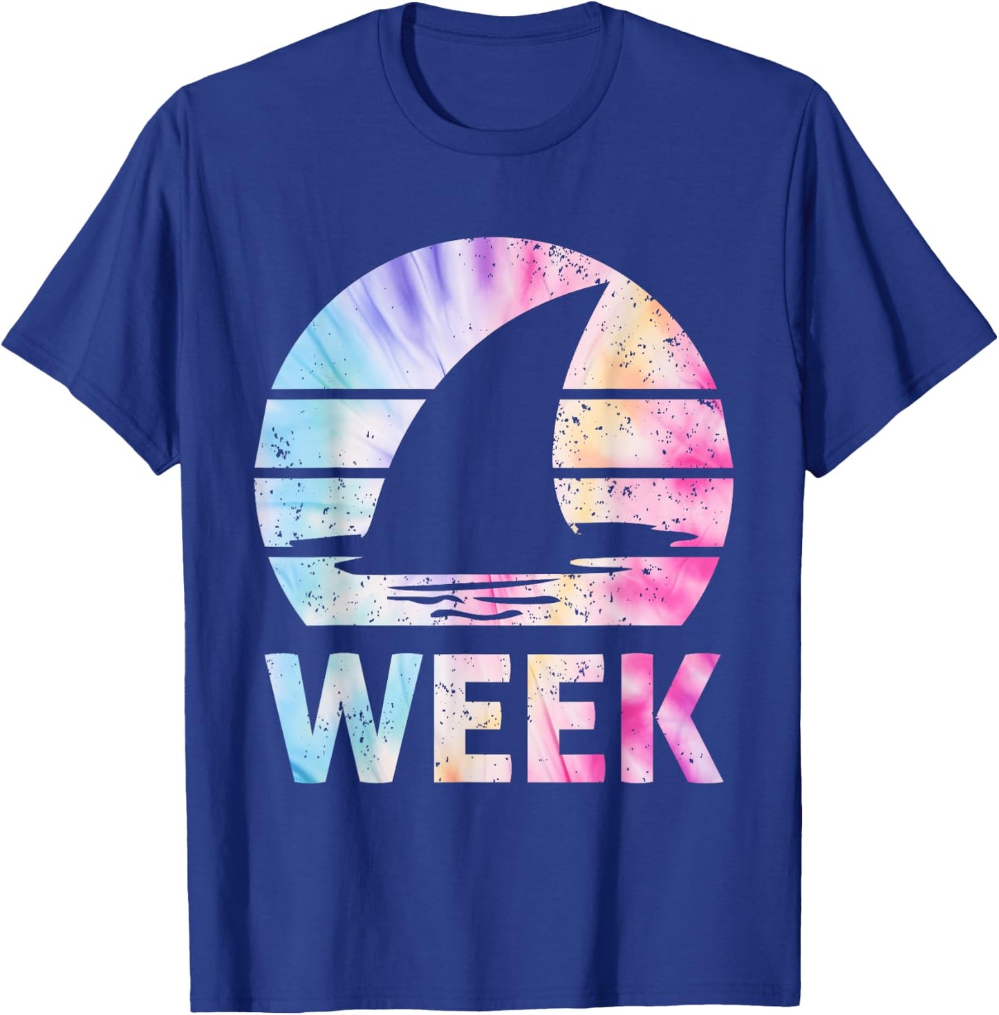2025 Week Retro Shark Fin Lover Sea Ocean Animal Summer Trip Men Women Girls Kids T-Shirt - T-Shirt | Royal