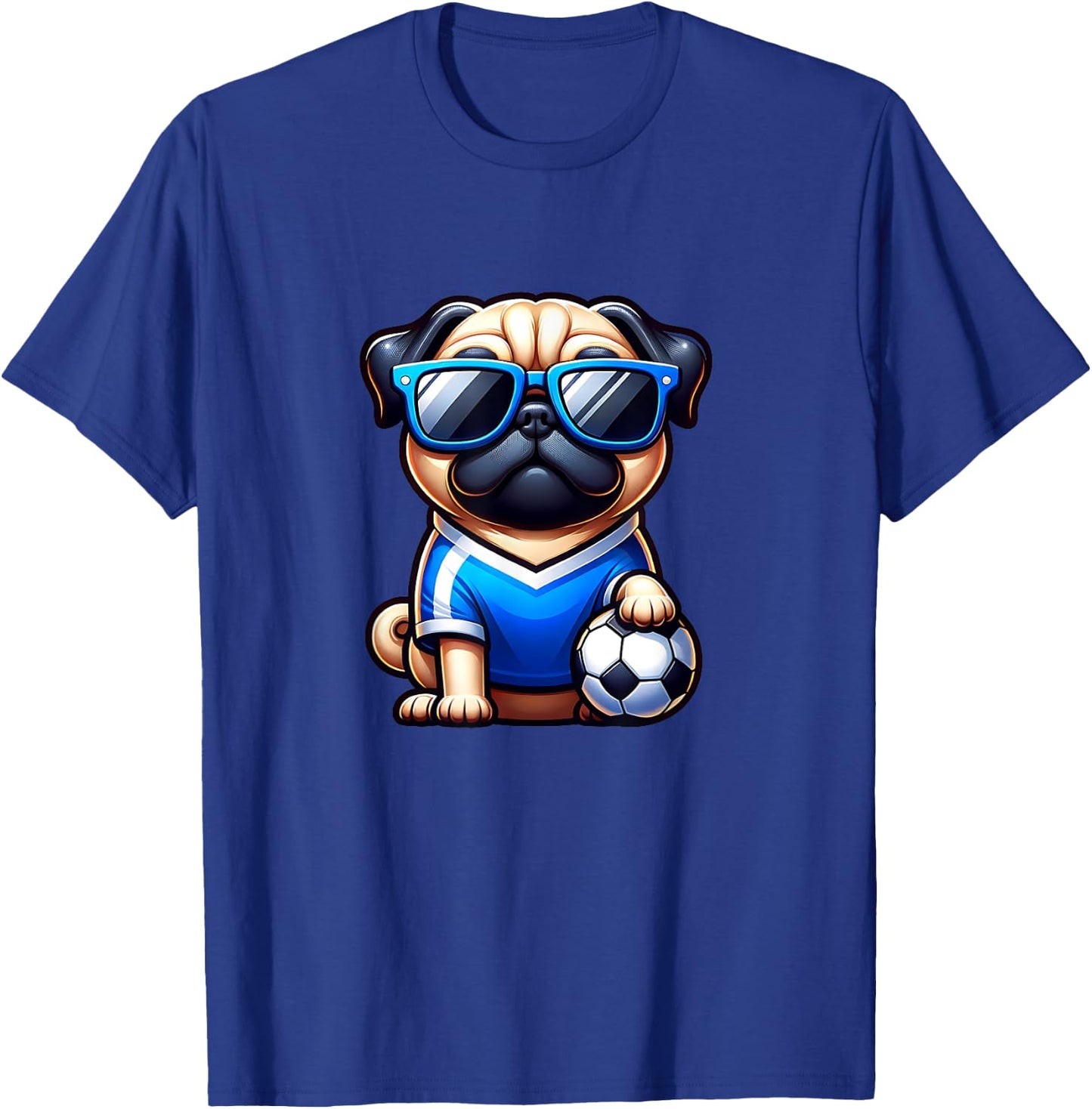 Pug Soccer Player Dog Champion Fan Women Kids T-Shirt - T-Shirt | Royal