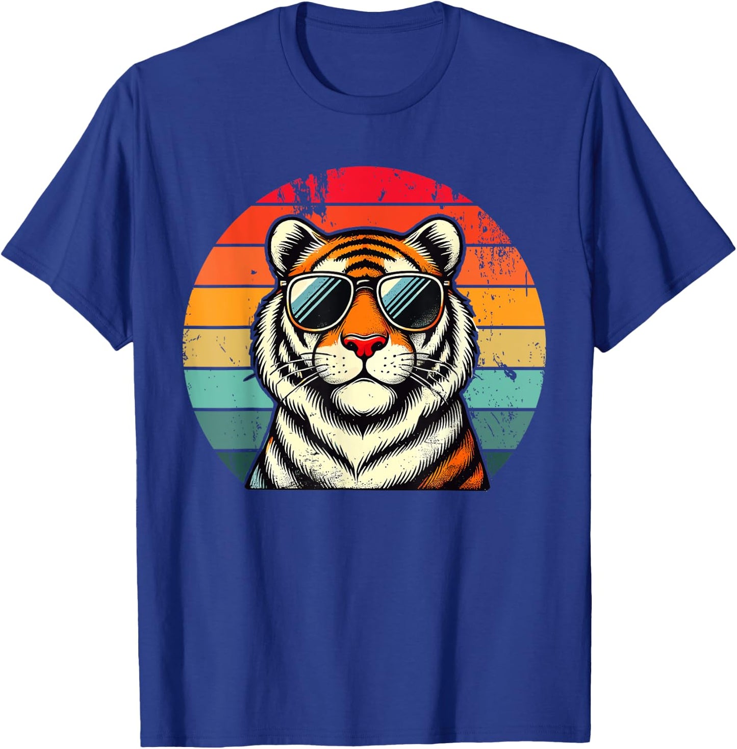 Retro Tiger in Sunglasses Men Women Kids Novelty Funny Tiger T-Shirt - T-Shirt | Royal