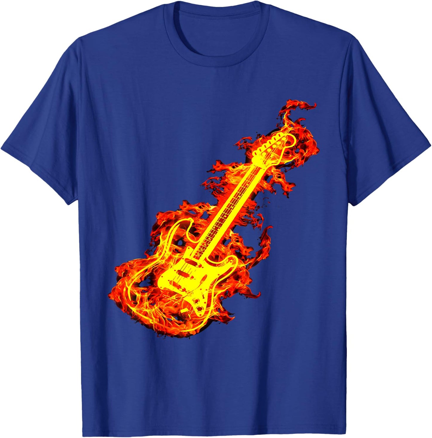playable guitar shirt Electric Guitar On Fire Rock Lover T-Shirt - T-Shirt | Royal