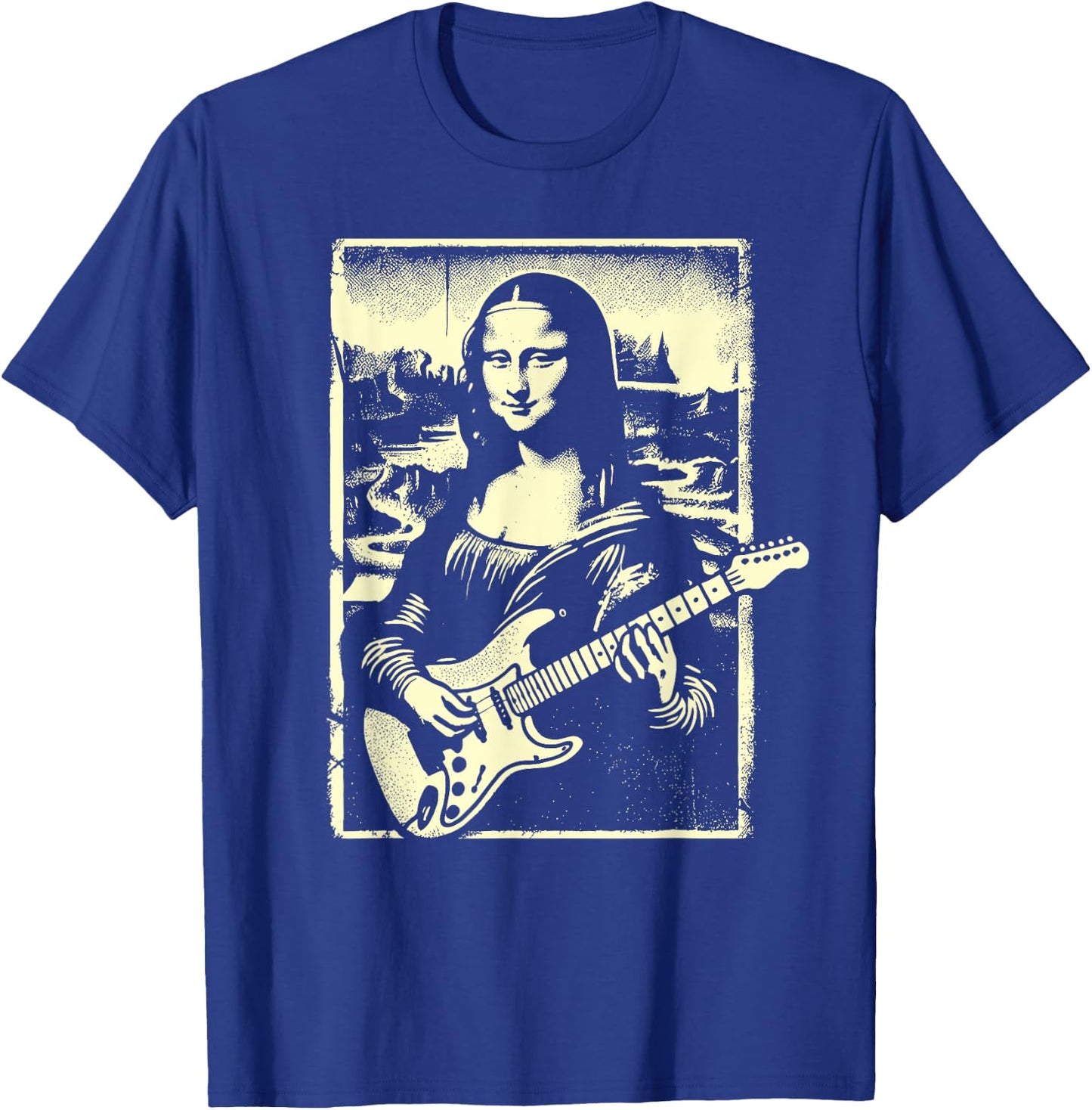 Mona Lisa Guitar Music Teacher Novelty Funny Electric Guitar Men Women Girls Kids T-Shirt - T-Shirt | Royal