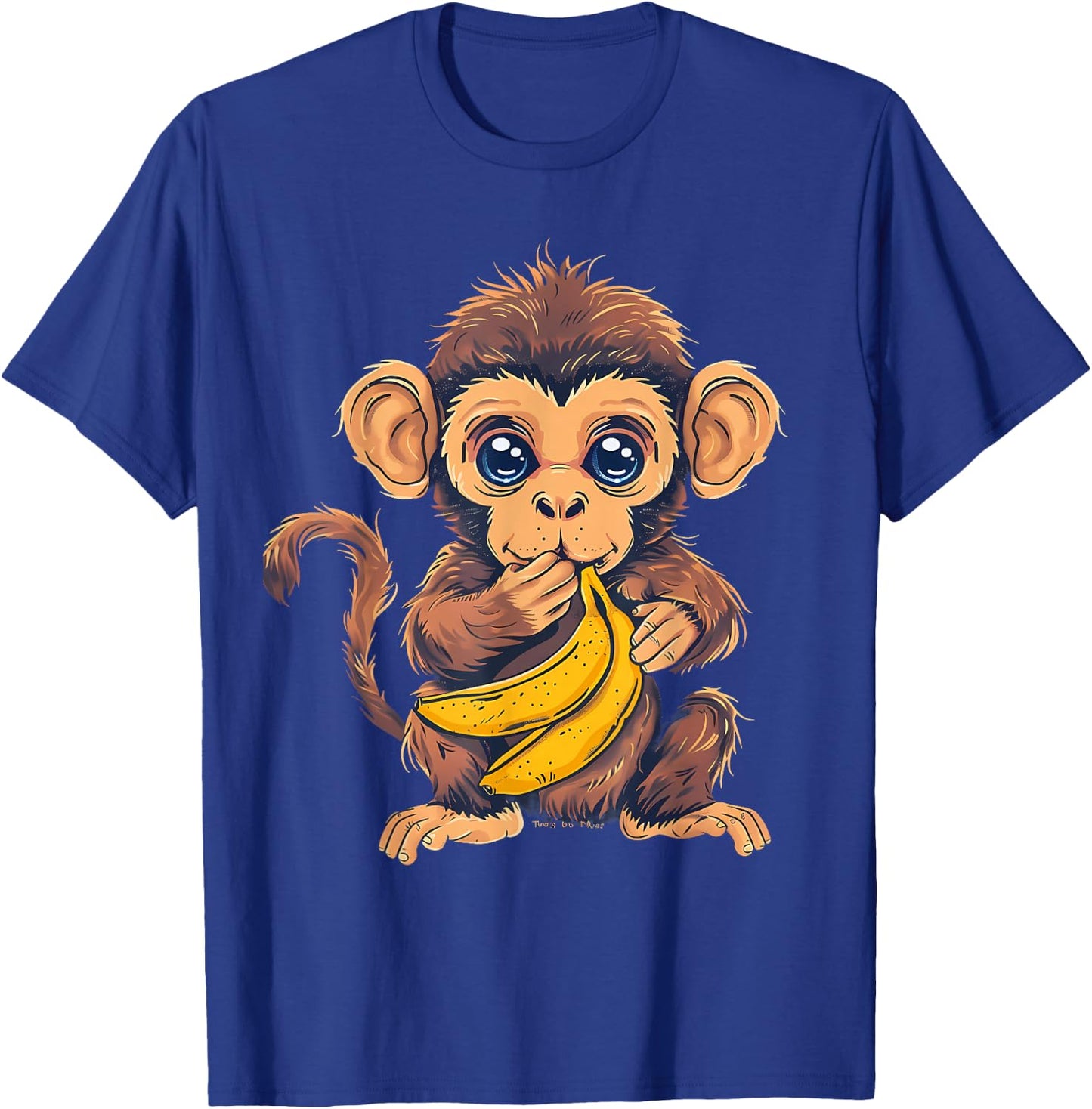 Banana Monkey Animal Art Drawing Cute Monkey Wildlife T-Shirt - T-Shirt | Royal