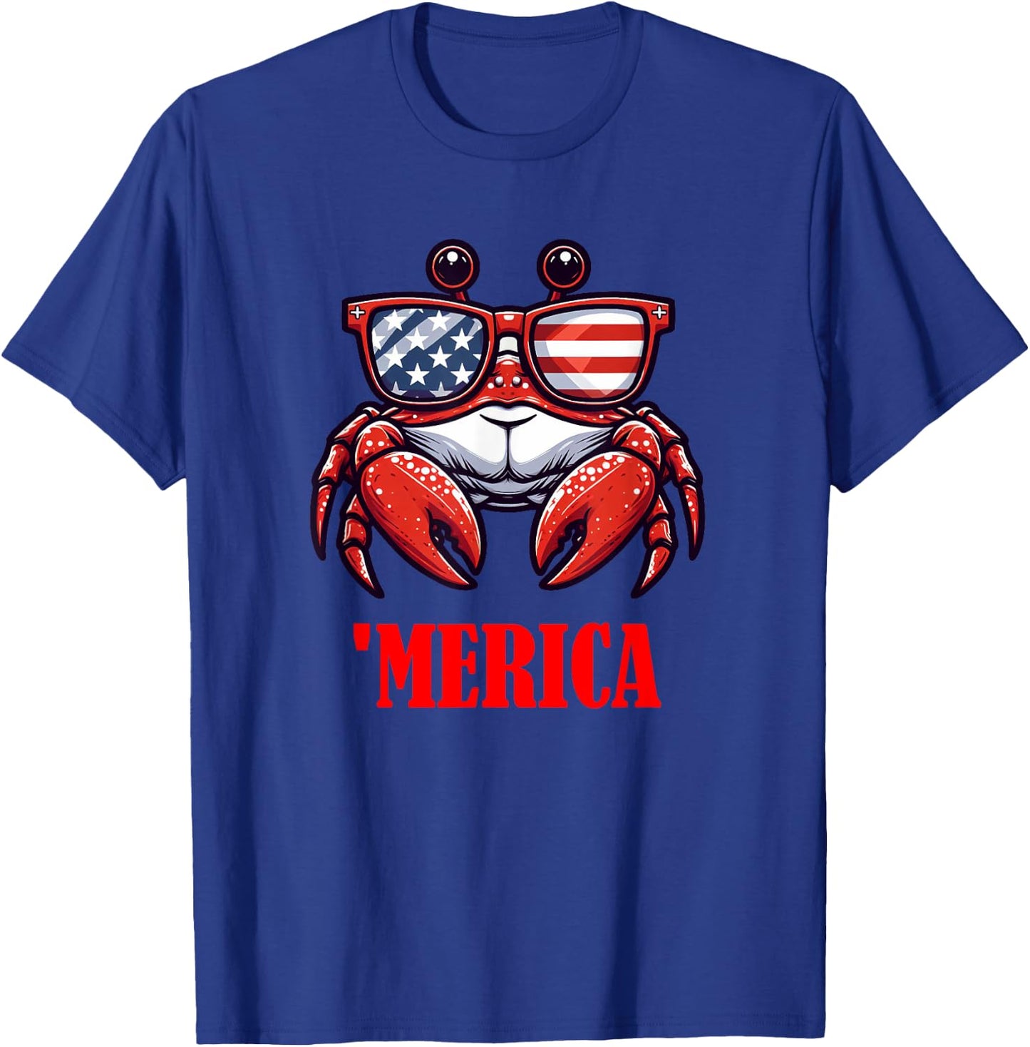 crab Merica 4th of July US Flag Patriotic Kids Men T-Shirt - T-Shirt | Royal