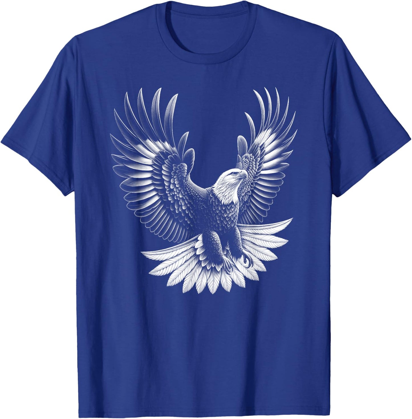 Proud Eagle with Spread Wings in Drawing Style T-Shirt - T-Shirt | Royal