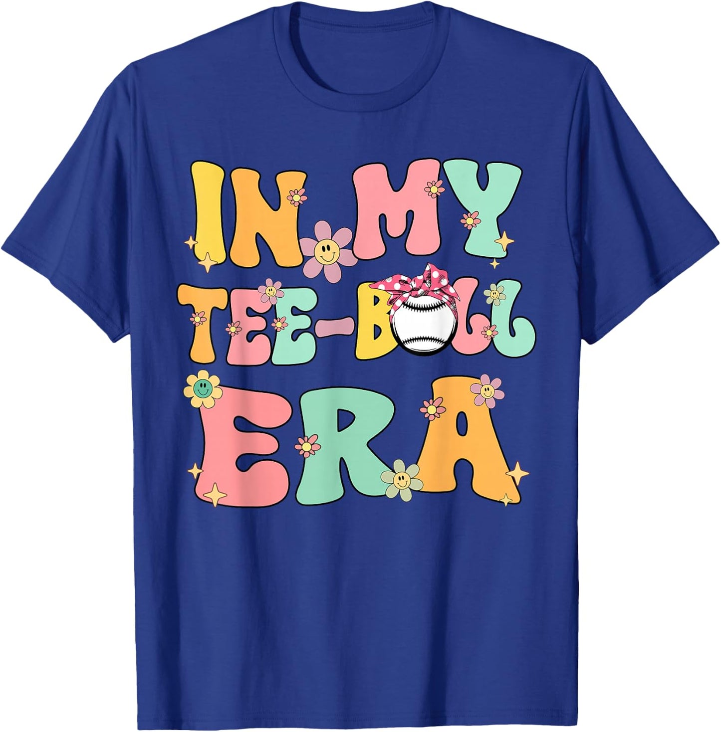 In My Teeball Era Retro Groovy T ball ball Kids Girl Boy T-Shirt - T-Shirt | Royal