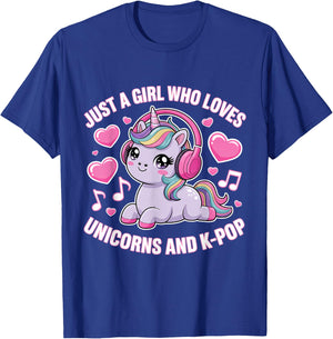Just A Girl Who Loves Unicorns and K-Pop Girl K Pop Kpop T-Shirt - T-Shirt | Royal