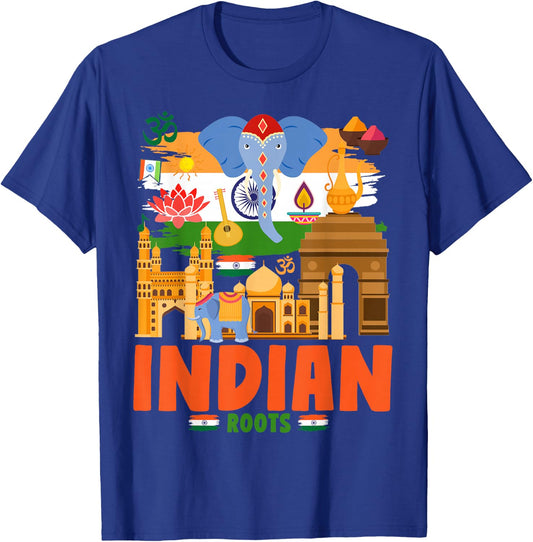 India Flag Outfit Idea for Kids & Elephant Indian Roots T-Shirt - T-Shirt | Royal
