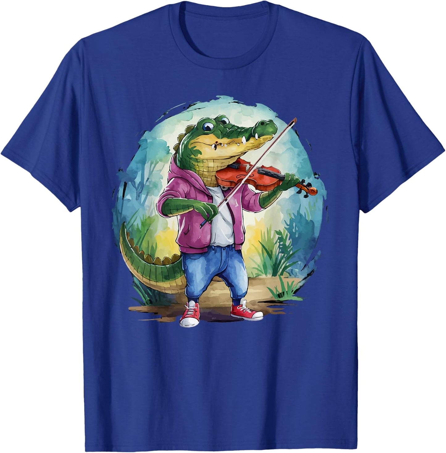 Crocodile Playing Violin Violinis Violin Player Animal music T-Shirt - T-Shirt | Royal