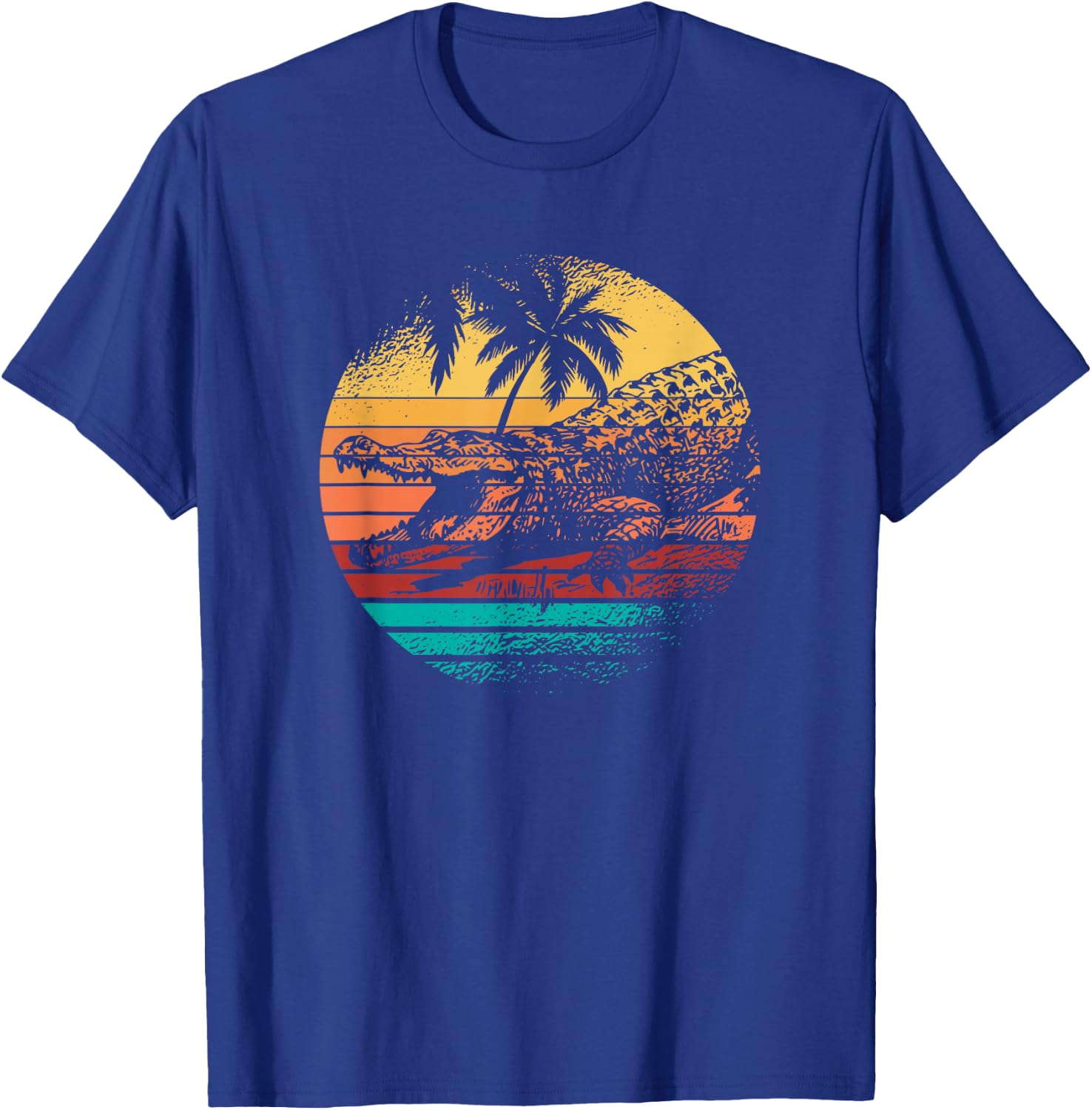 Retro Crocodile Alligator Vintage Gator Distressed Sunset T-Shirt - T-Shirt | Royal
